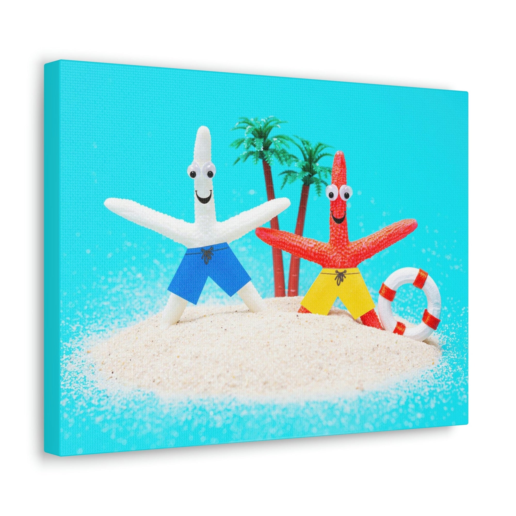 Funny Starfish Silly Starfish Couple Wall Art Ready To Hang Unframed-Express Your Love Gifts