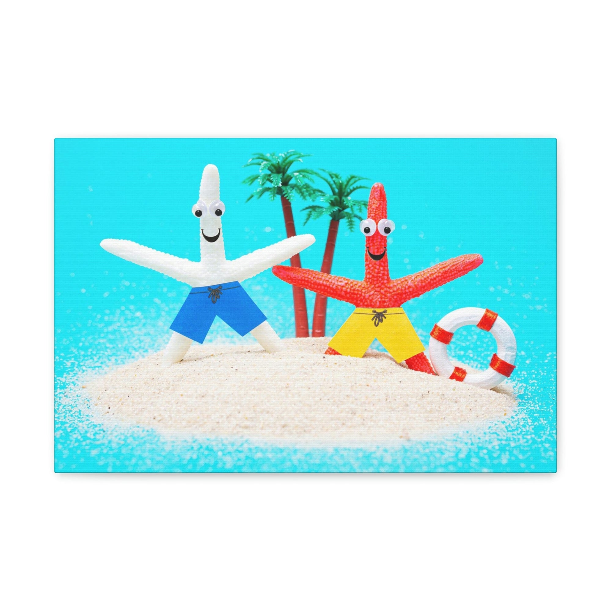 Funny Starfish Silly Starfish Couple Wall Art Ready To Hang Unframed-Express Your Love Gifts