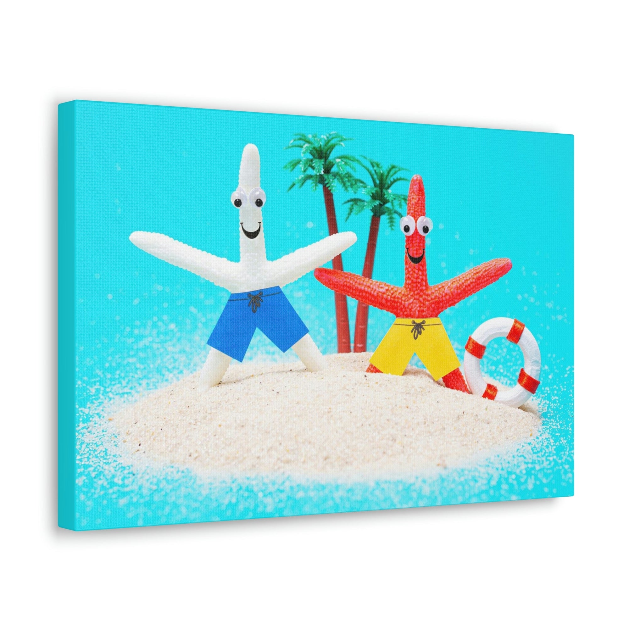 Funny Starfish Silly Starfish Couple Wall Art Ready To Hang Unframed-Express Your Love Gifts