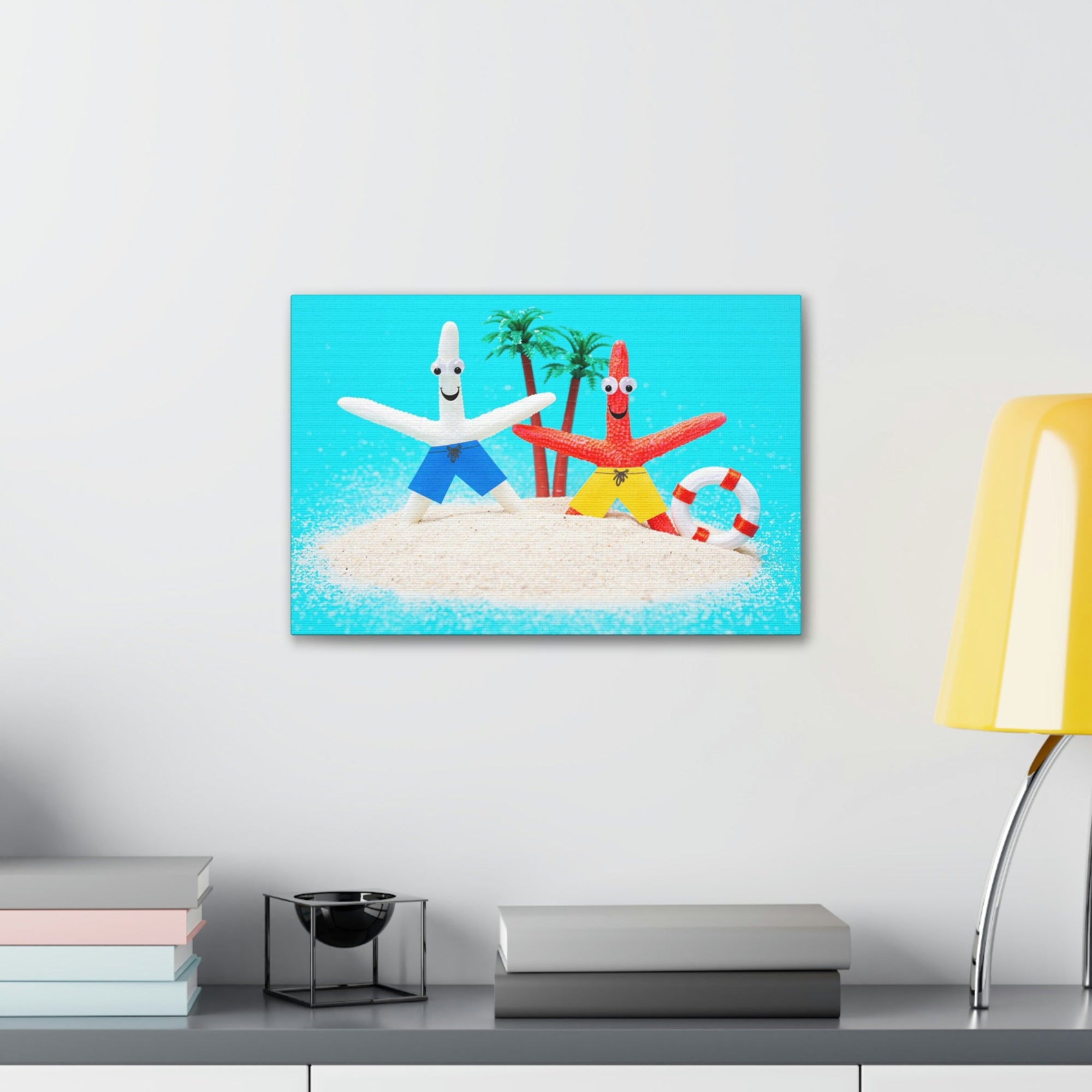 Funny Starfish Silly Starfish Couple Wall Art Ready To Hang Unframed-Express Your Love Gifts