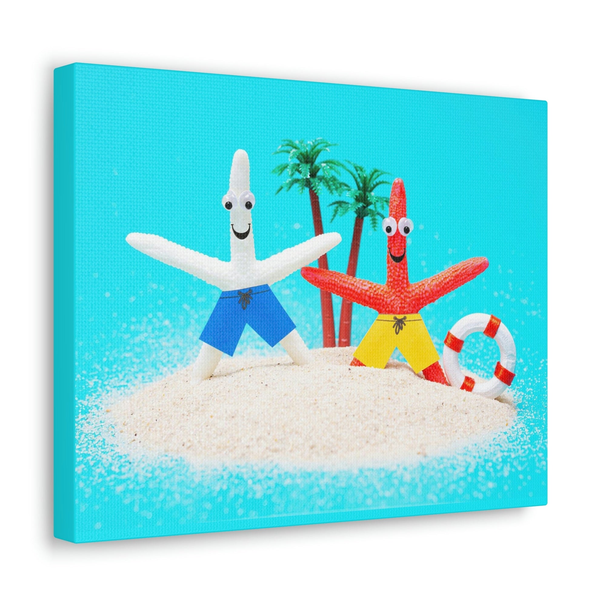 Funny Starfish Silly Starfish Couple Wall Art Ready To Hang Unframed-Express Your Love Gifts