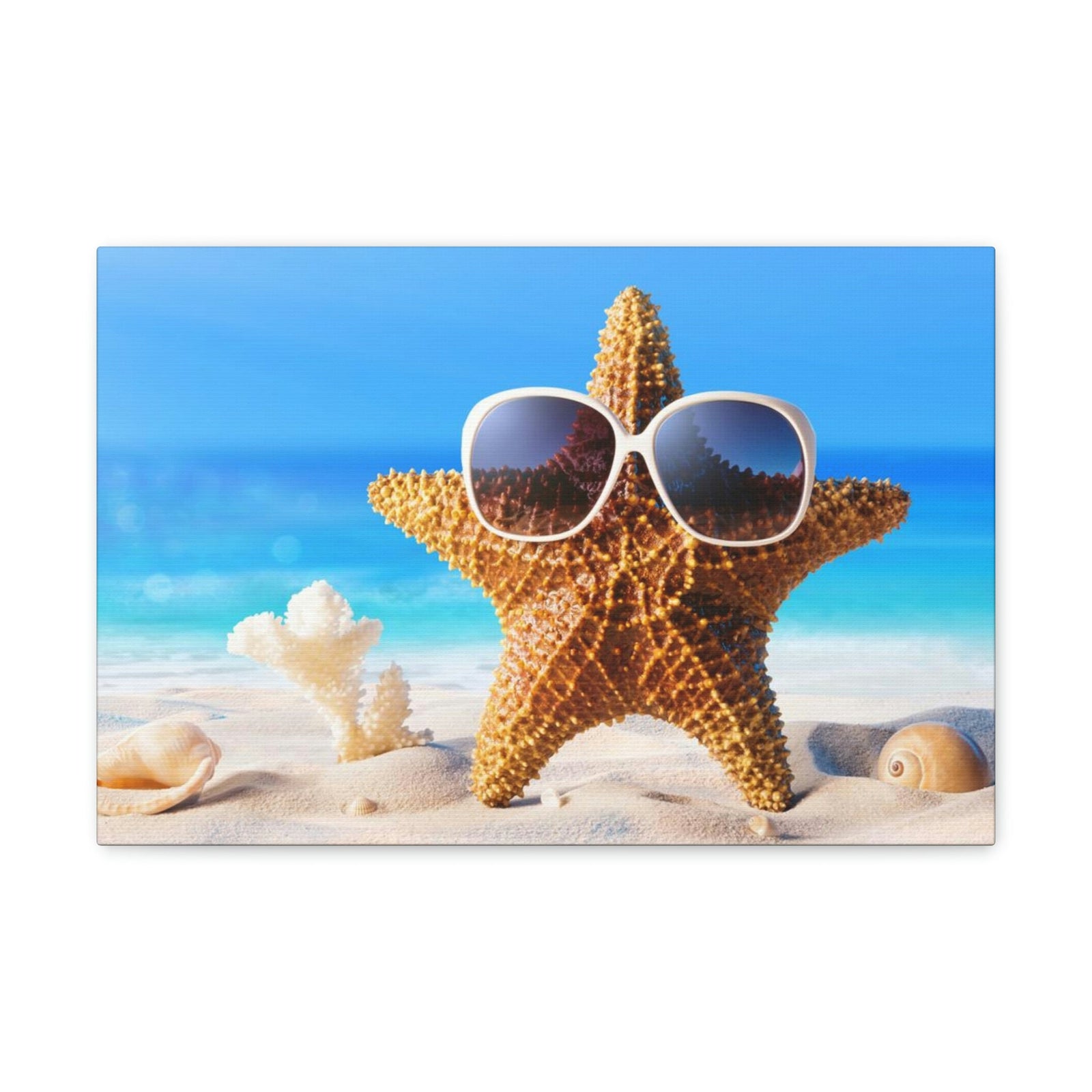 Funny Starfish Silly Starfish Wall Art Ready To Hang Unframed-Express Your Love Gifts