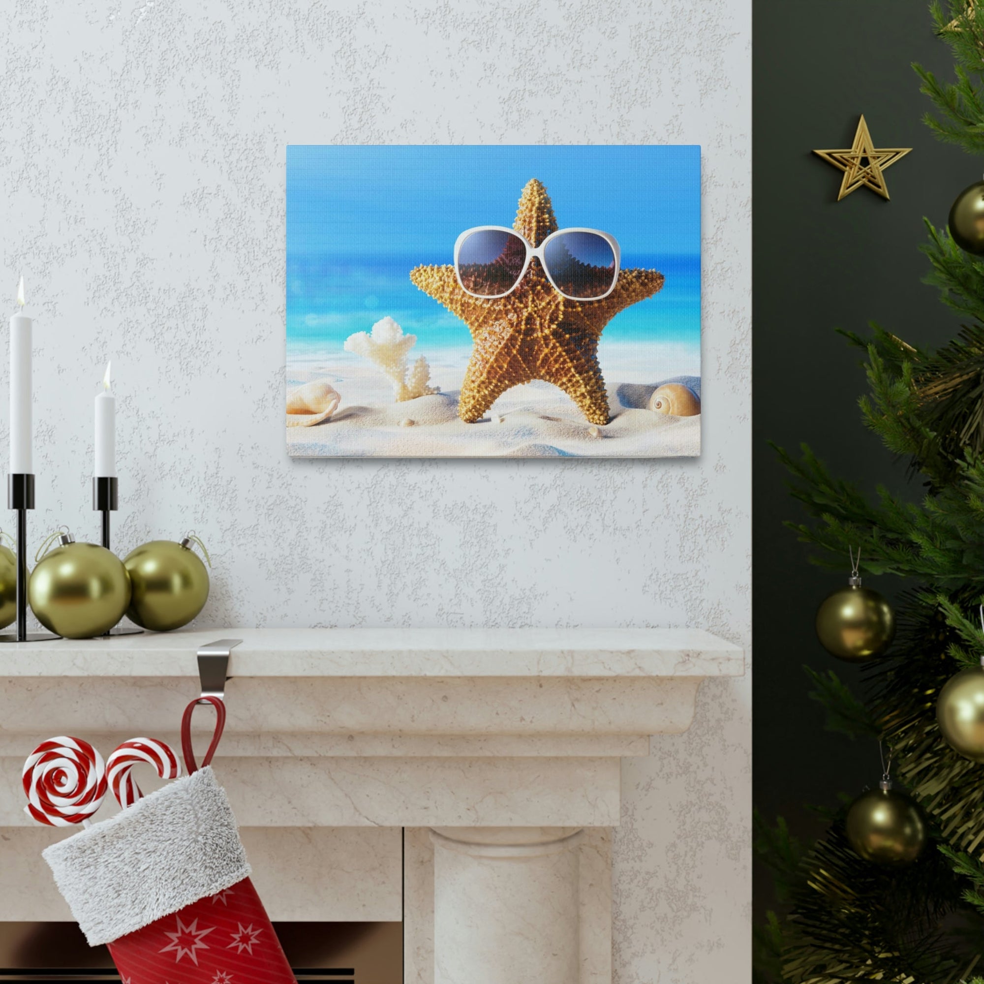 Funny Starfish Silly Starfish Wall Art Ready To Hang Unframed-Express Your Love Gifts