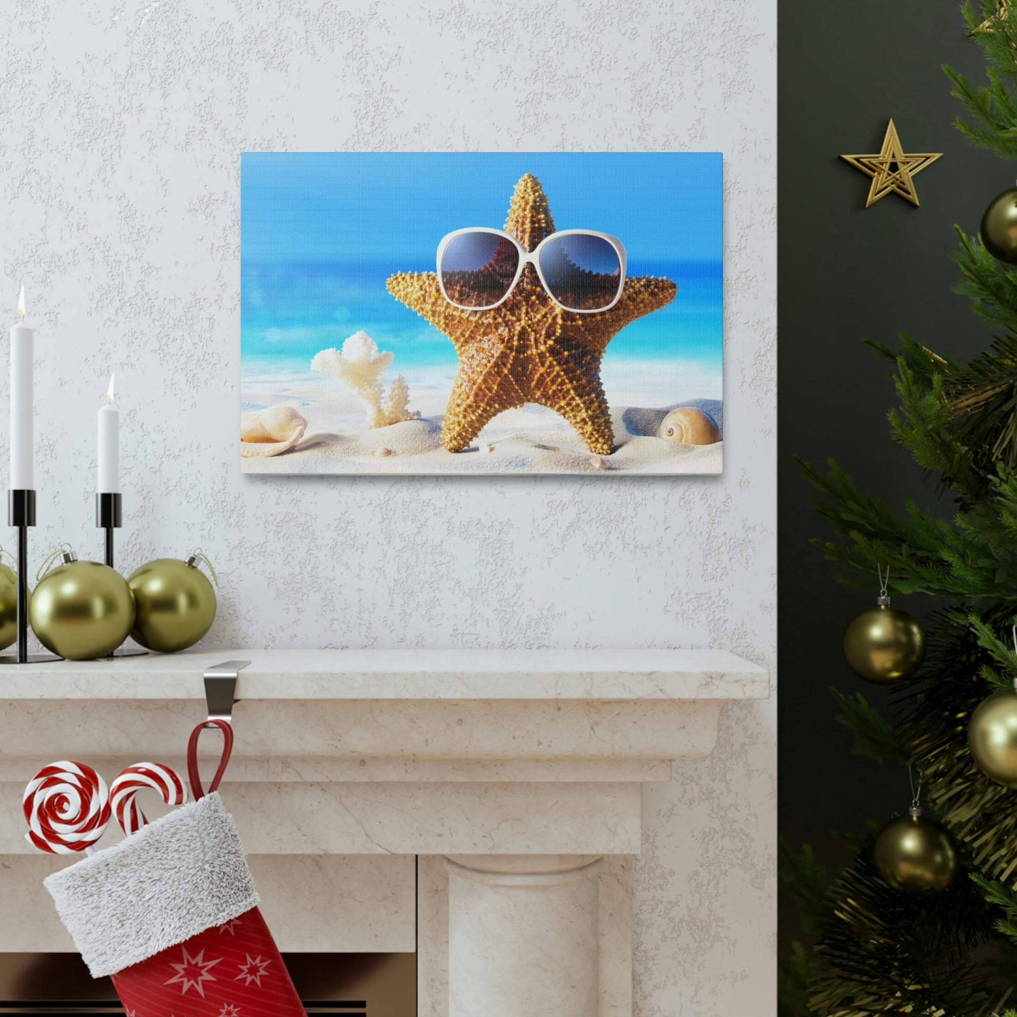 Funny Starfish Silly Starfish Wall Art Ready To Hang Unframed-Express Your Love Gifts