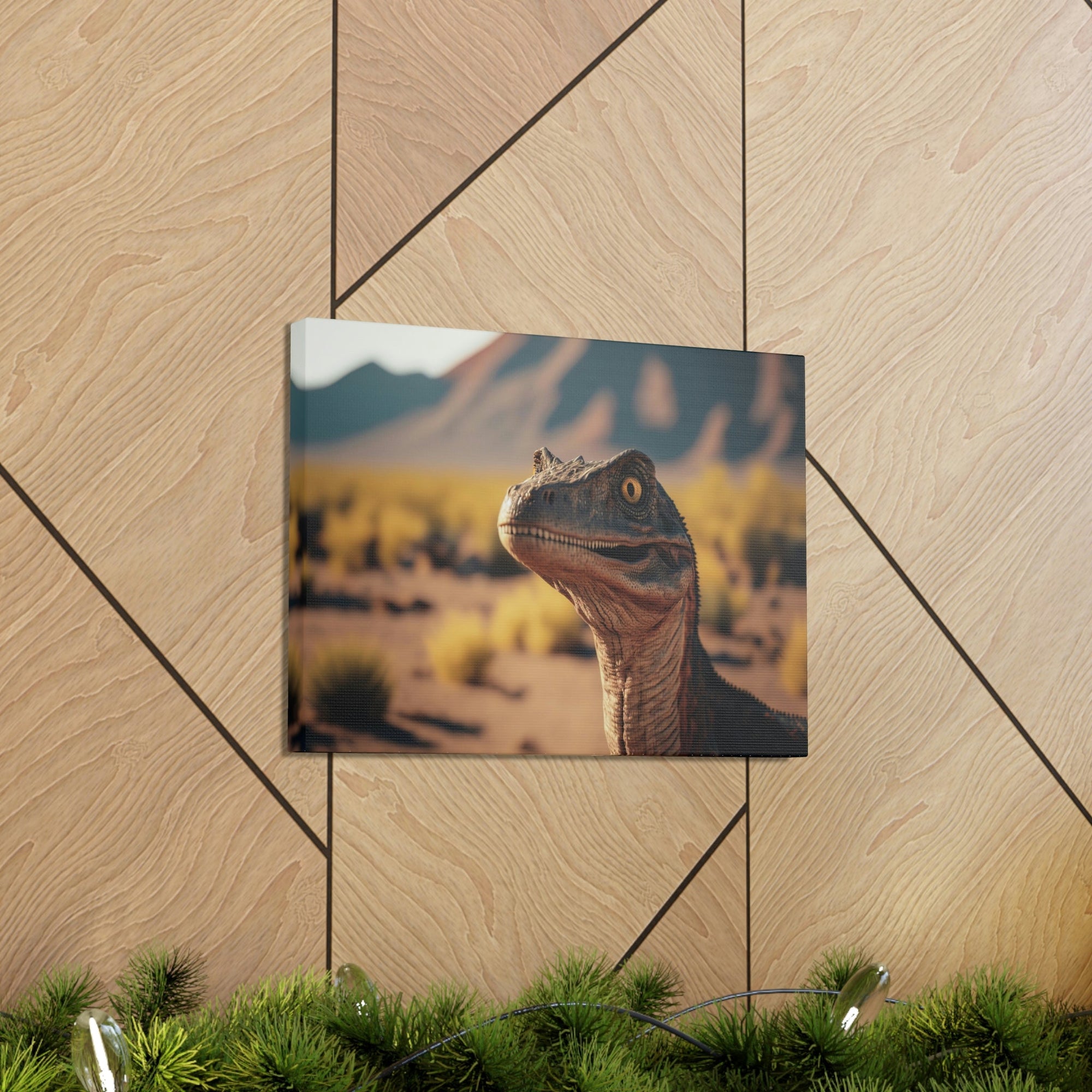 Funny Velociraptor Silly Velociraptor Scene Outside Wall Art Ready to Hang Unframed-Express Your Love Gifts