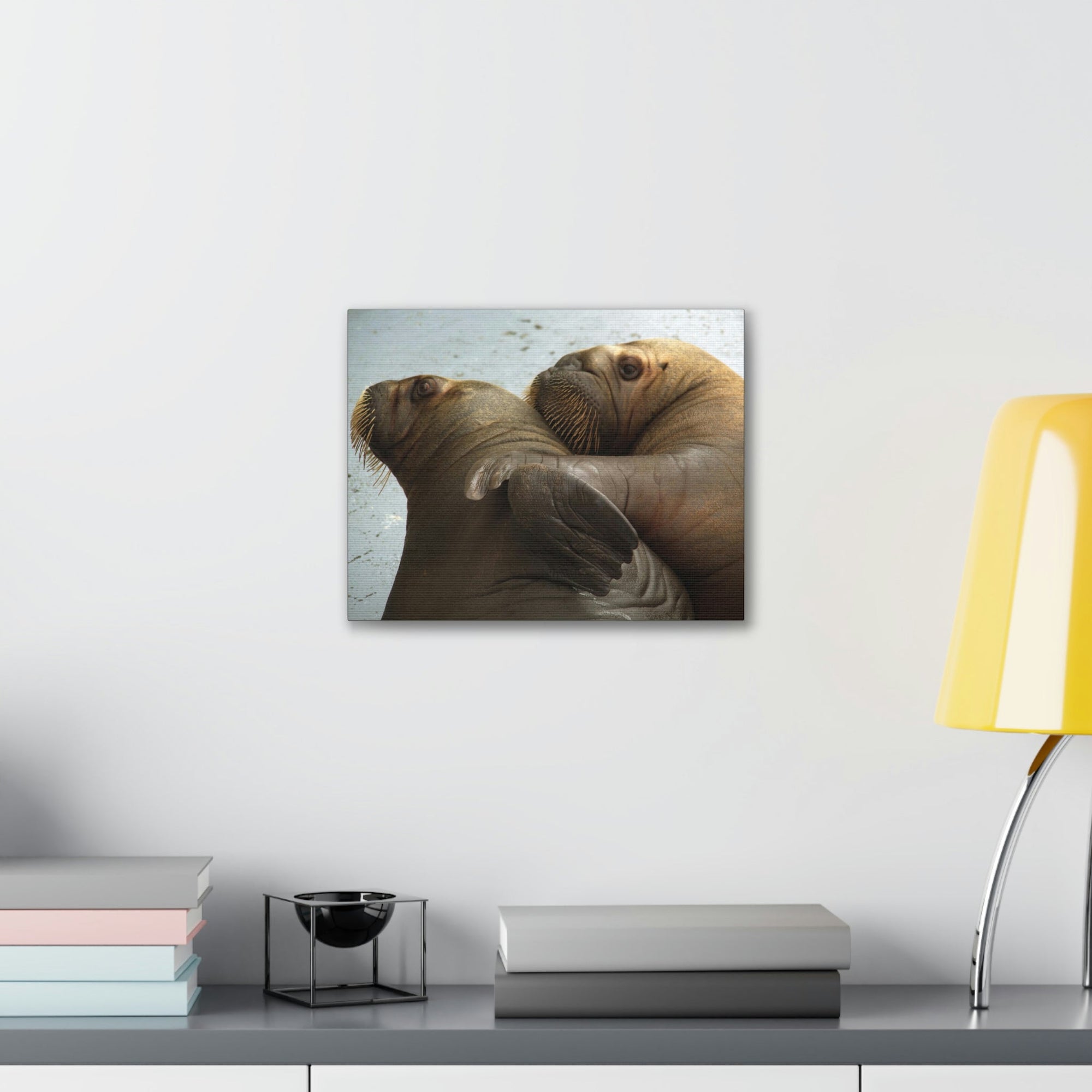 Funny Walrus Silly Walrus Couple Wall Art Ready To Hang Unframed-Express Your Love Gifts