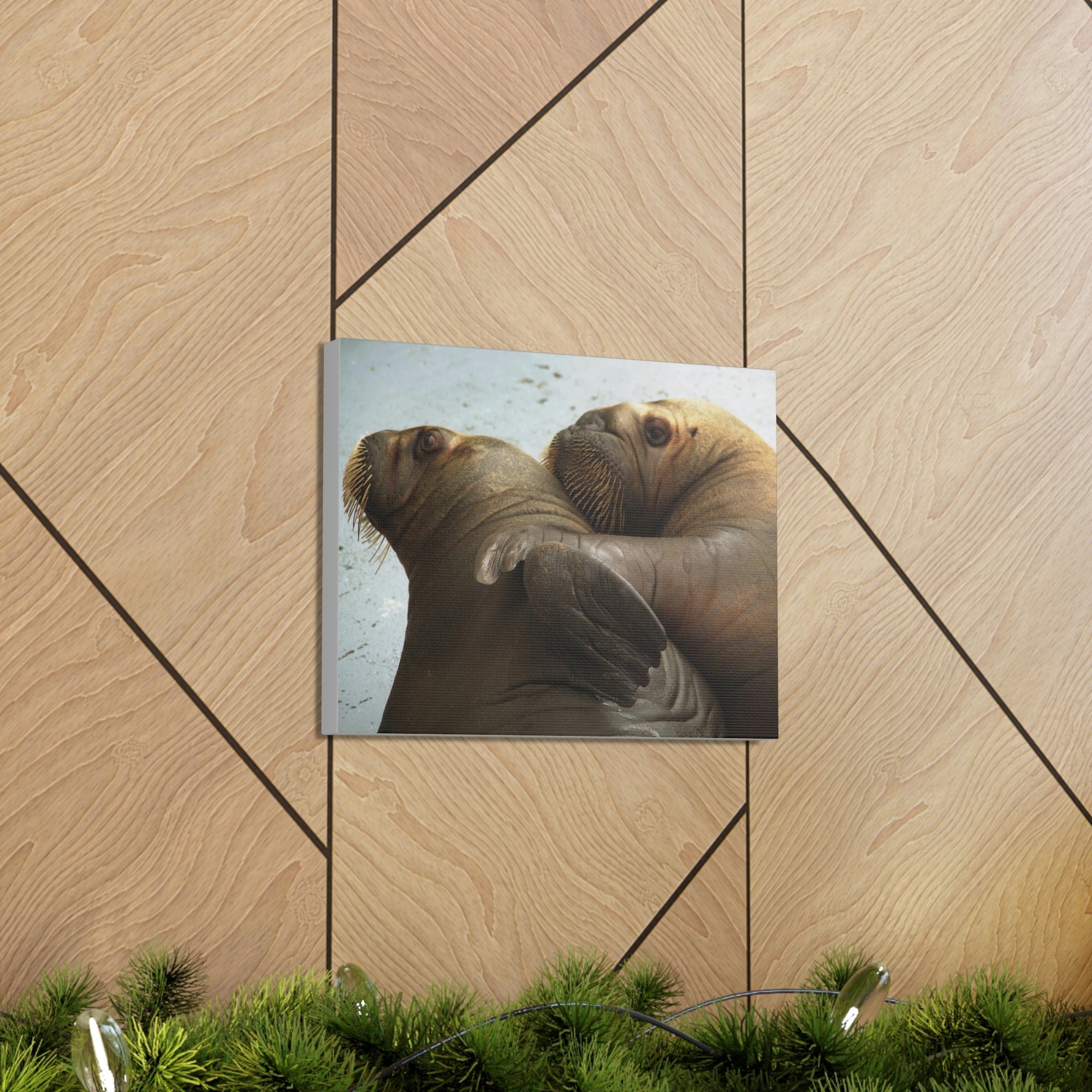 Funny Walrus Silly Walrus Couple Wall Art Ready To Hang Unframed-Express Your Love Gifts