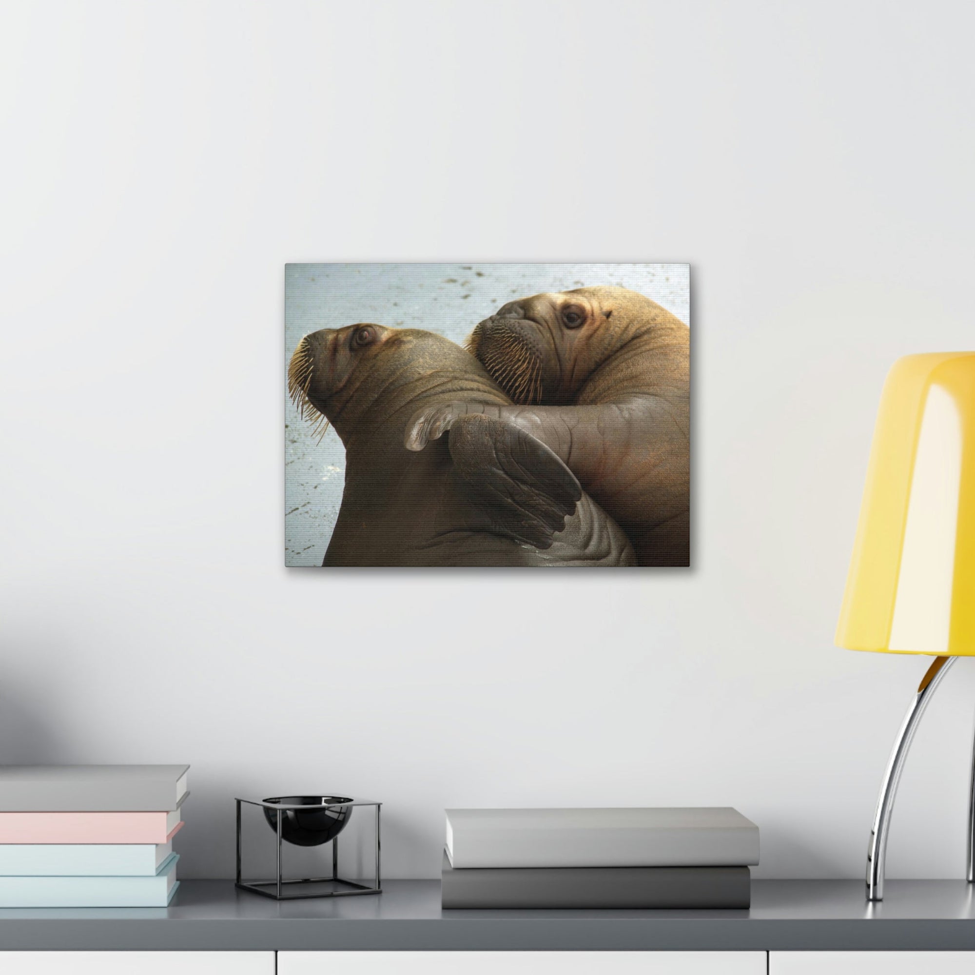 Funny Walrus Silly Walrus Couple Wall Art Ready To Hang Unframed-Express Your Love Gifts