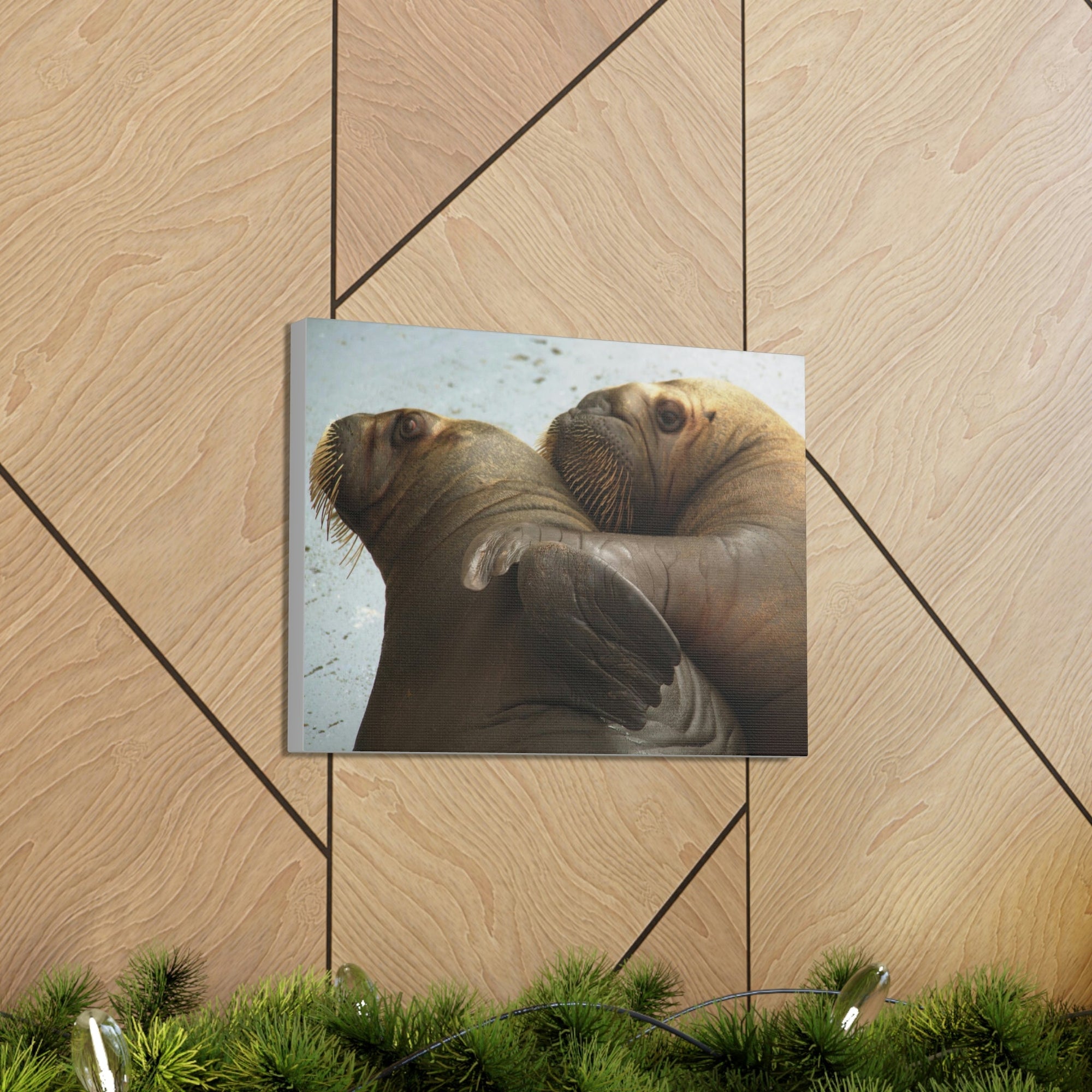 Funny Walrus Silly Walrus Couple Wall Art Ready To Hang Unframed-Express Your Love Gifts