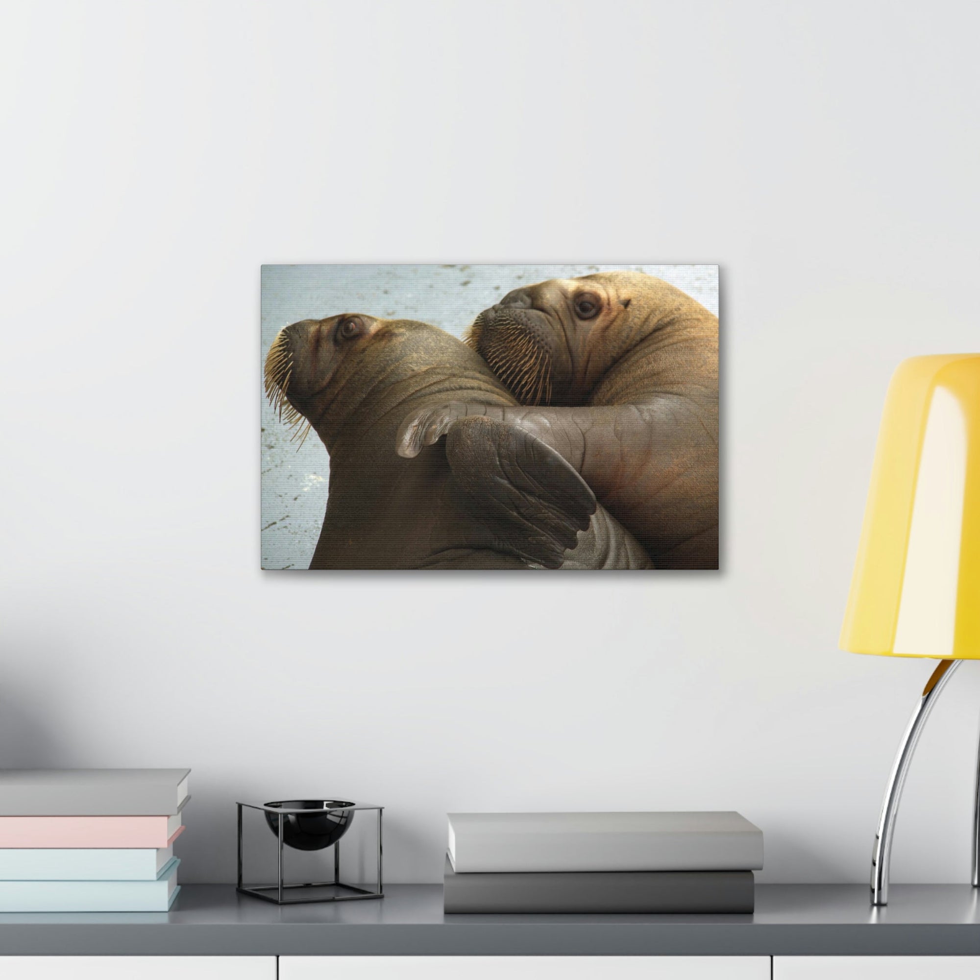 Funny Walrus Silly Walrus Couple Wall Art Ready To Hang Unframed-Express Your Love Gifts