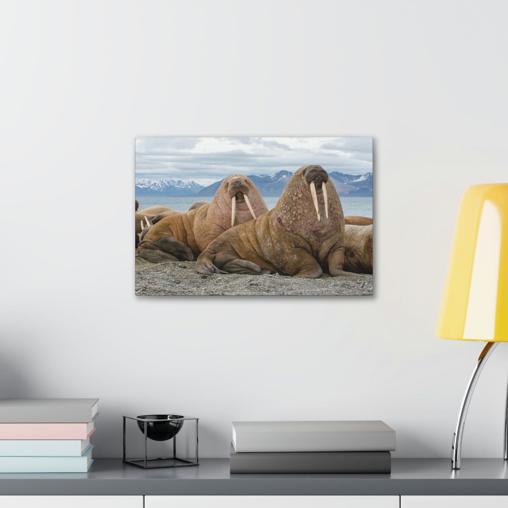 Funny Walrus Silly Walrus Scene Couple Wall Art Ready to Hang Unframed-Express Your Love Gifts