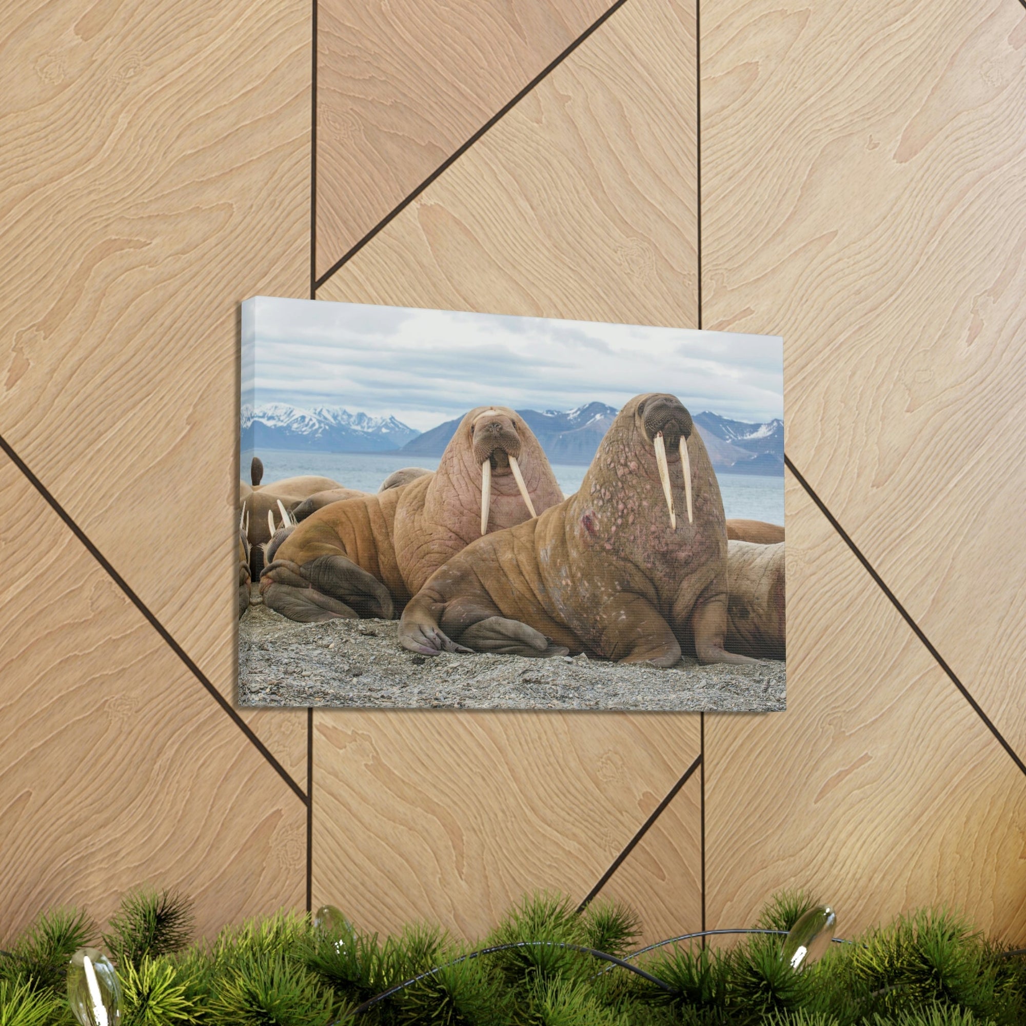 Funny Walrus Silly Walrus Scene Couple Wall Art Ready to Hang Unframed-Express Your Love Gifts