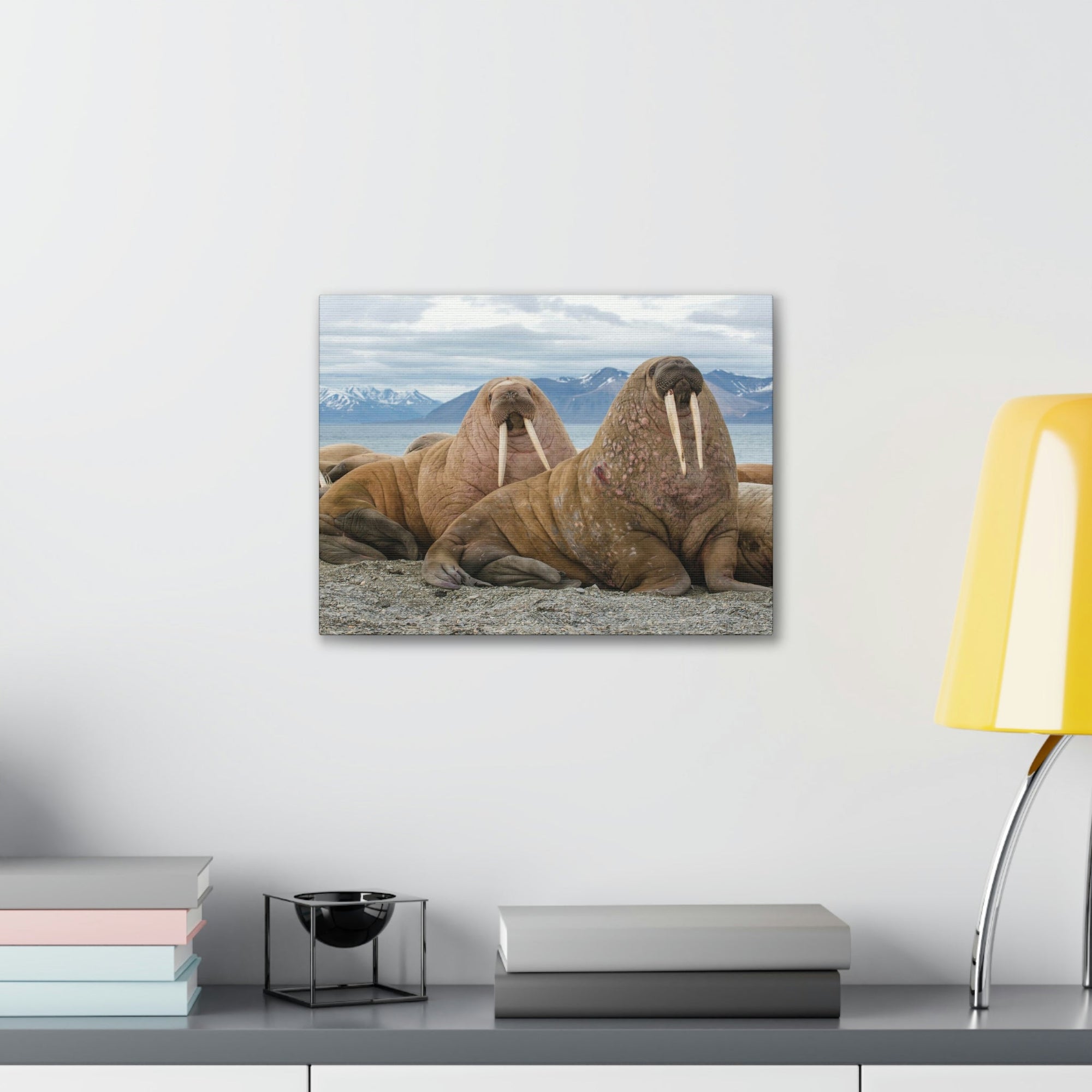 Funny Walrus Silly Walrus Scene Couple Wall Art Ready to Hang Unframed-Express Your Love Gifts