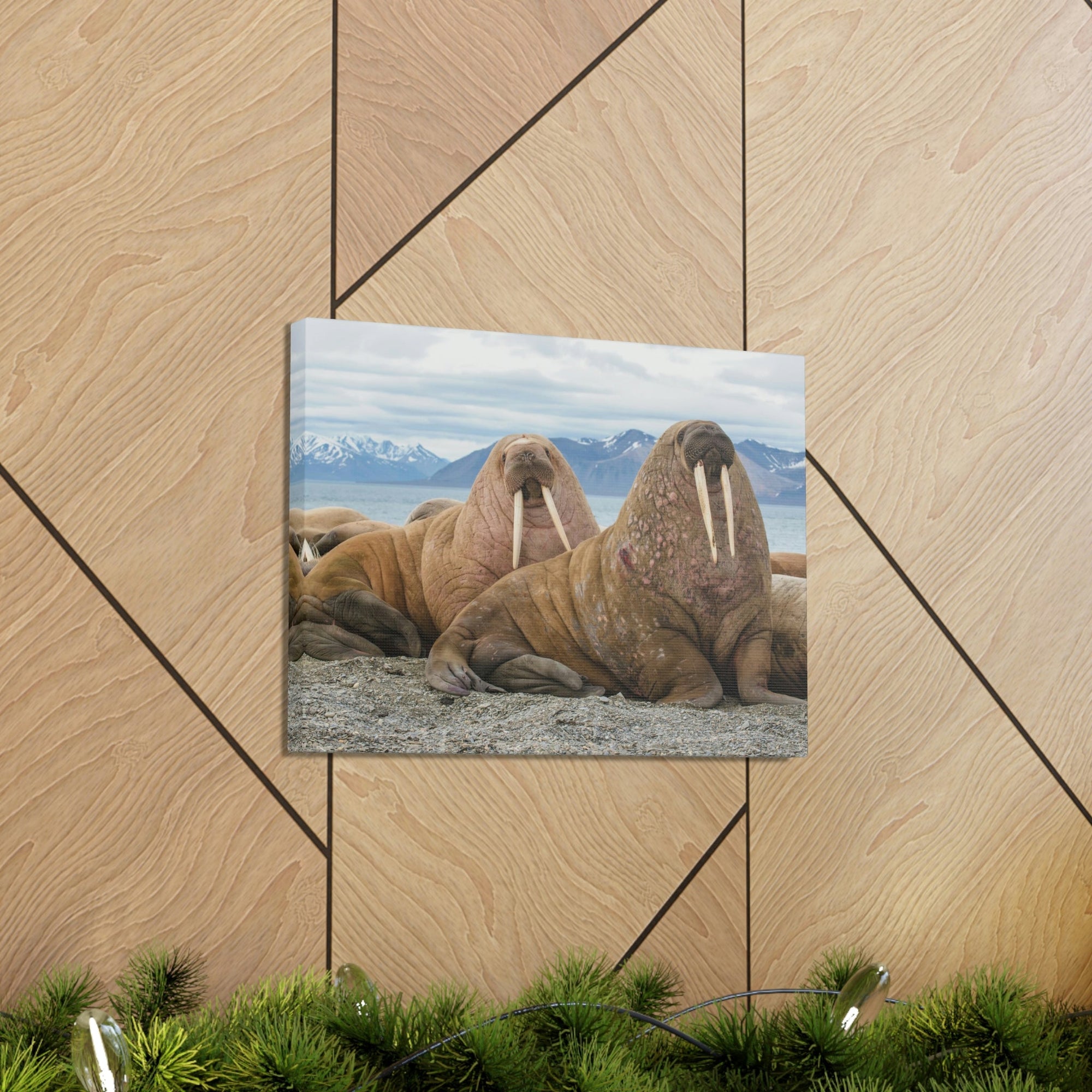 Funny Walrus Silly Walrus Scene Couple Wall Art Ready to Hang Unframed-Express Your Love Gifts