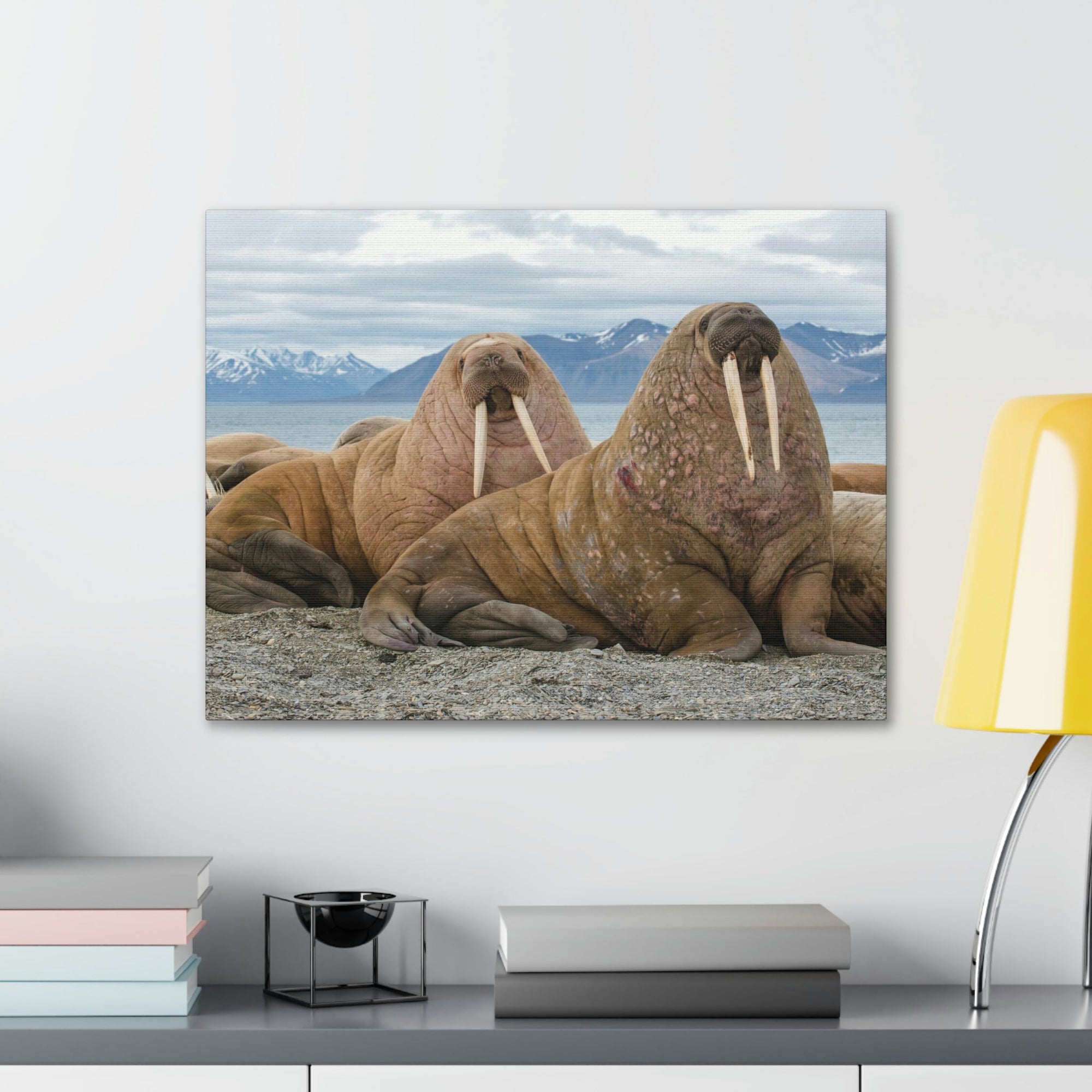 Funny Walrus Silly Walrus Scene Couple Wall Art Ready to Hang Unframed-Express Your Love Gifts