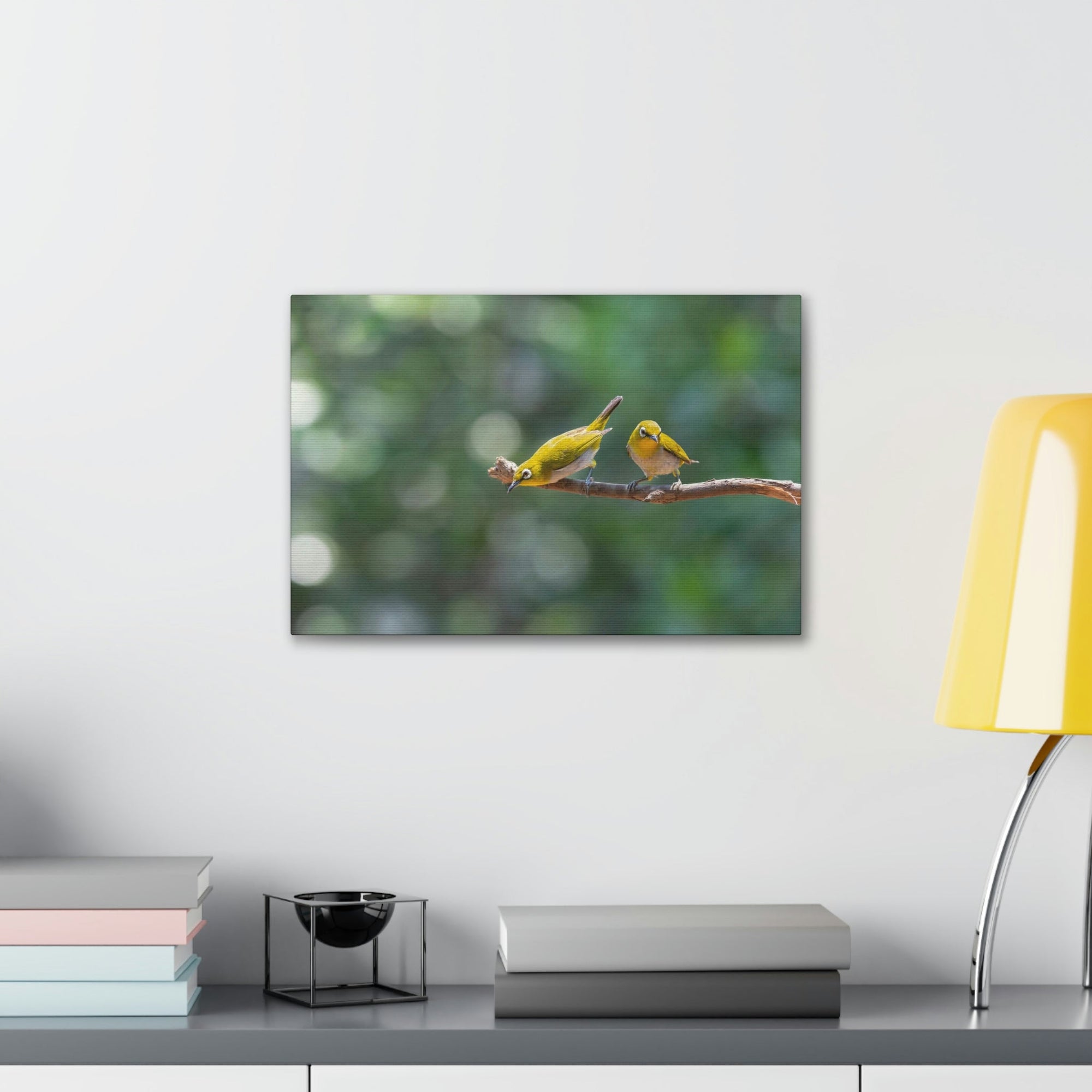 Funny Warbler Silly Warbler Scene Couple Wall Art Ready to Hang Unframed-Express Your Love Gifts