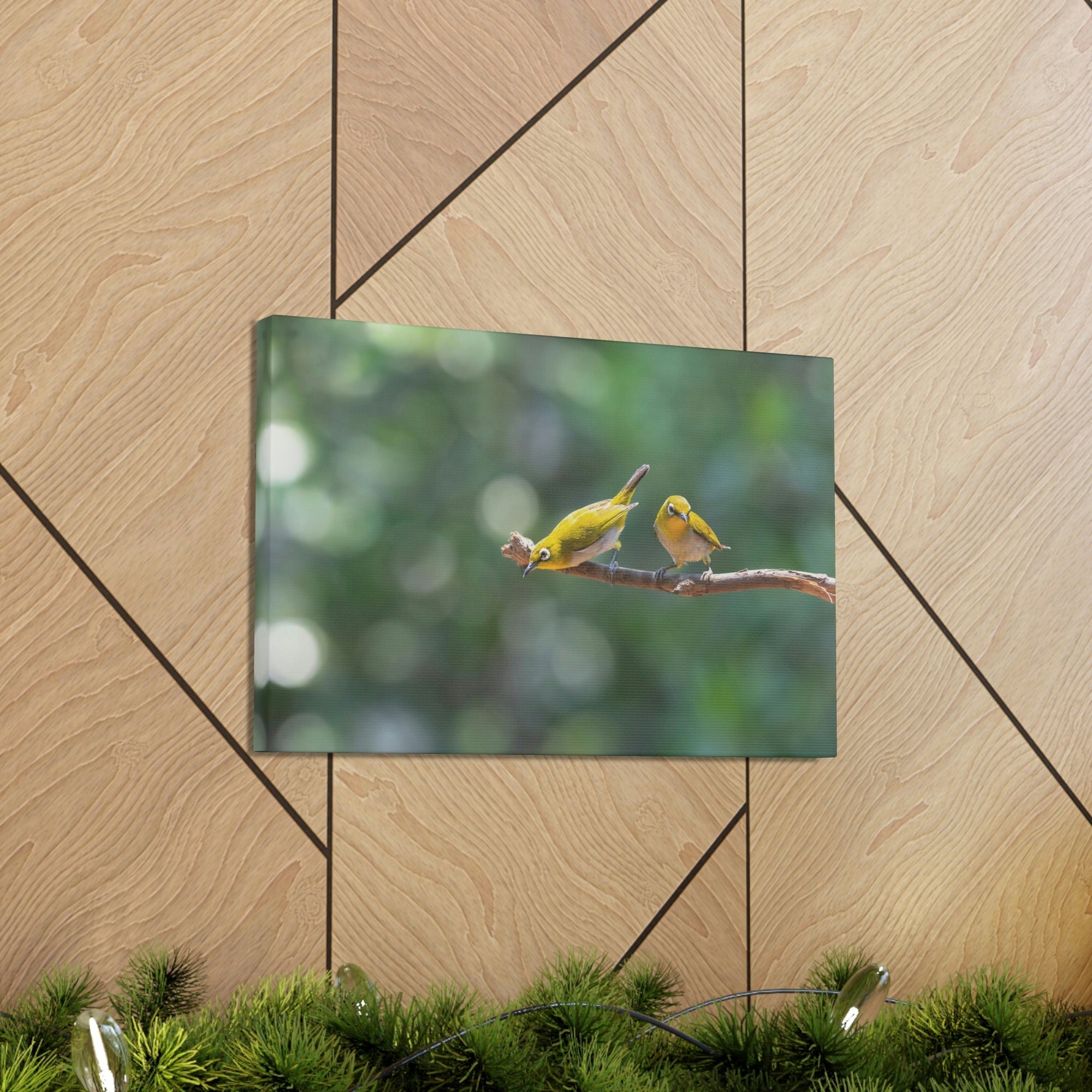 Funny Warbler Silly Warbler Scene Couple Wall Art Ready to Hang Unframed-Express Your Love Gifts