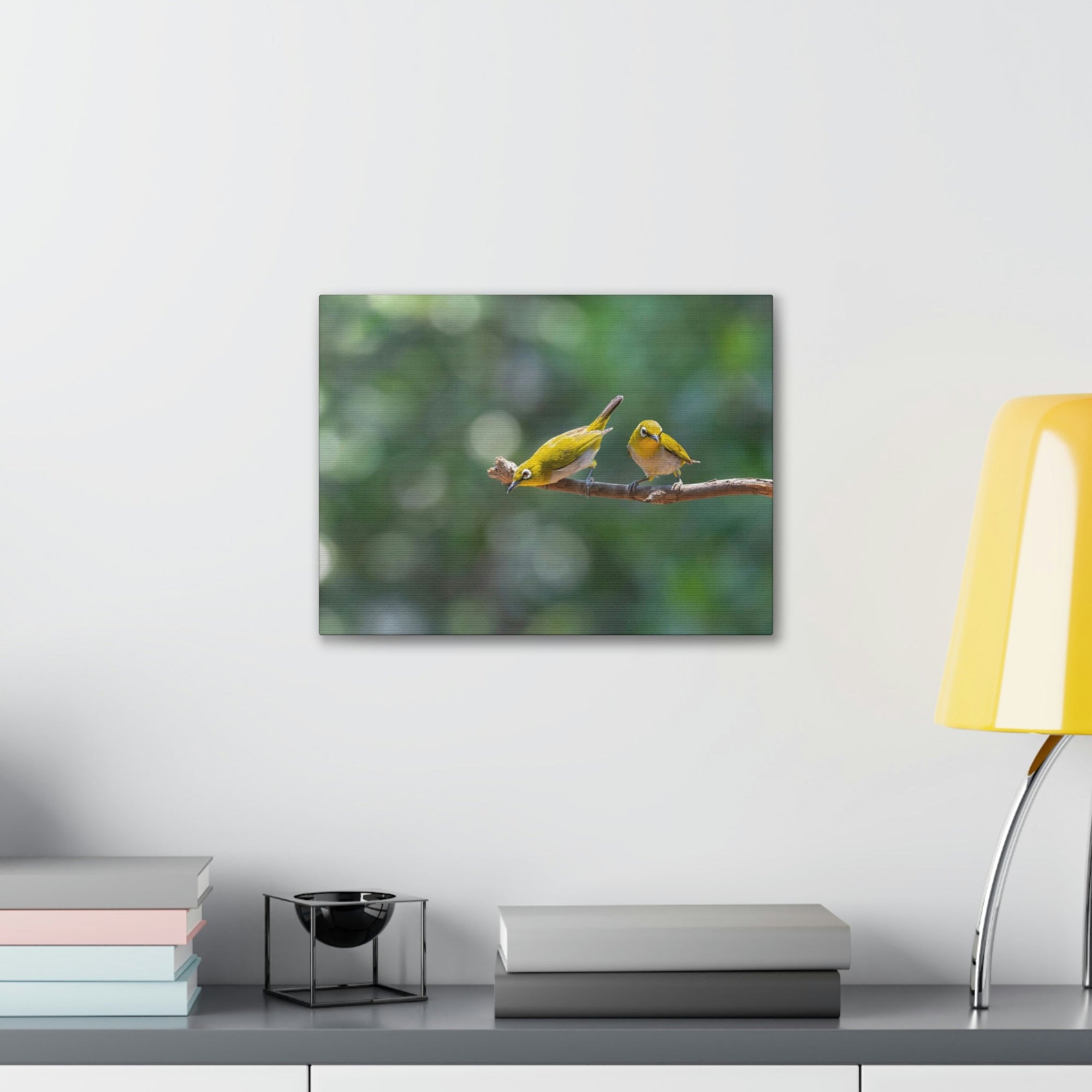 Funny Warbler Silly Warbler Scene Couple Wall Art Ready to Hang Unframed-Express Your Love Gifts