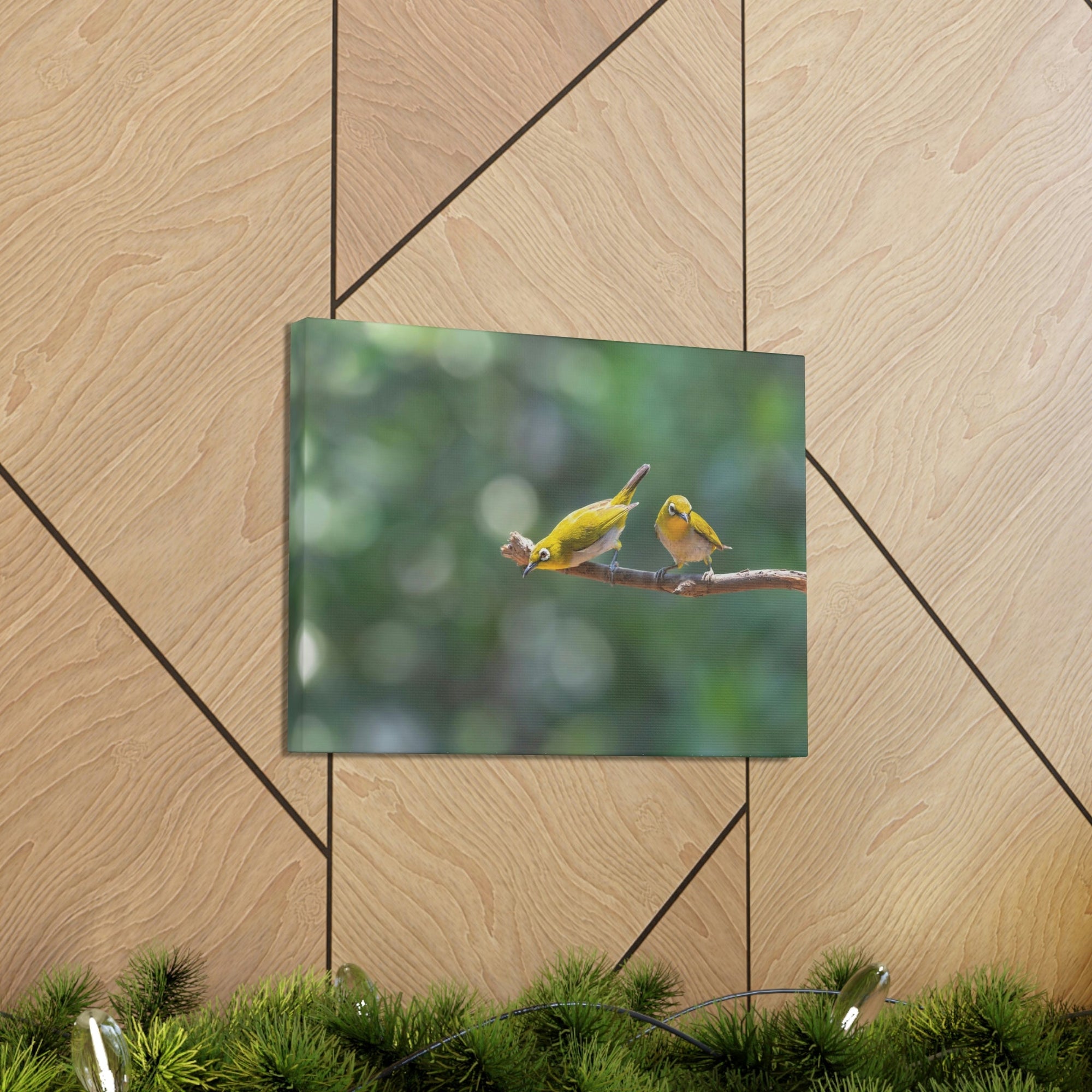 Funny Warbler Silly Warbler Scene Couple Wall Art Ready to Hang Unframed-Express Your Love Gifts