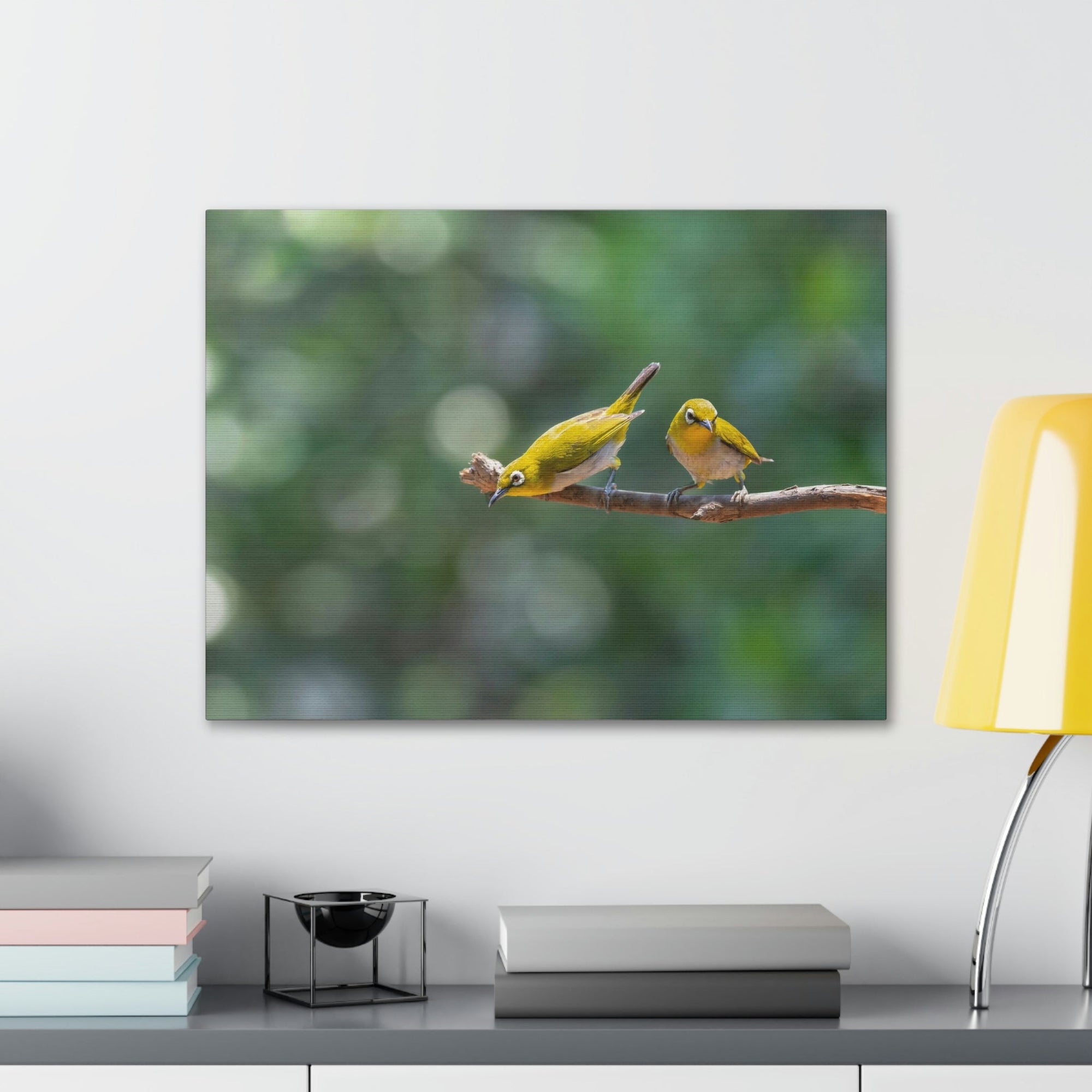 Funny Warbler Silly Warbler Scene Couple Wall Art Ready to Hang Unframed-Express Your Love Gifts