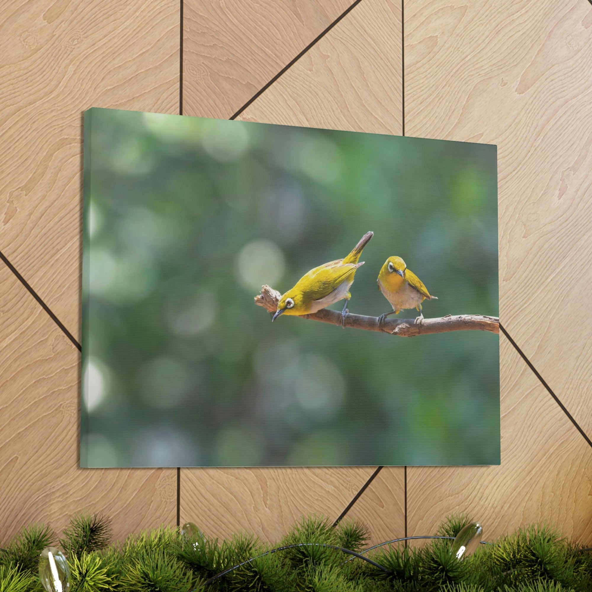 Funny Warbler Silly Warbler Scene Couple Wall Art Ready to Hang Unframed-Express Your Love Gifts