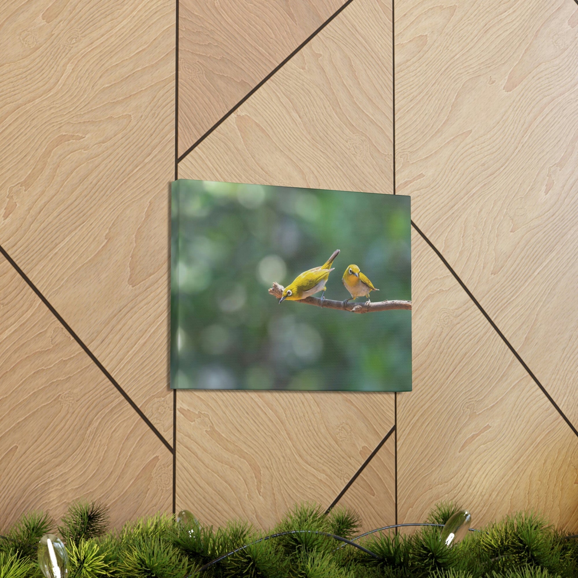 Funny Warbler Silly Warbler Scene Couple Wall Art Ready to Hang Unframed-Express Your Love Gifts