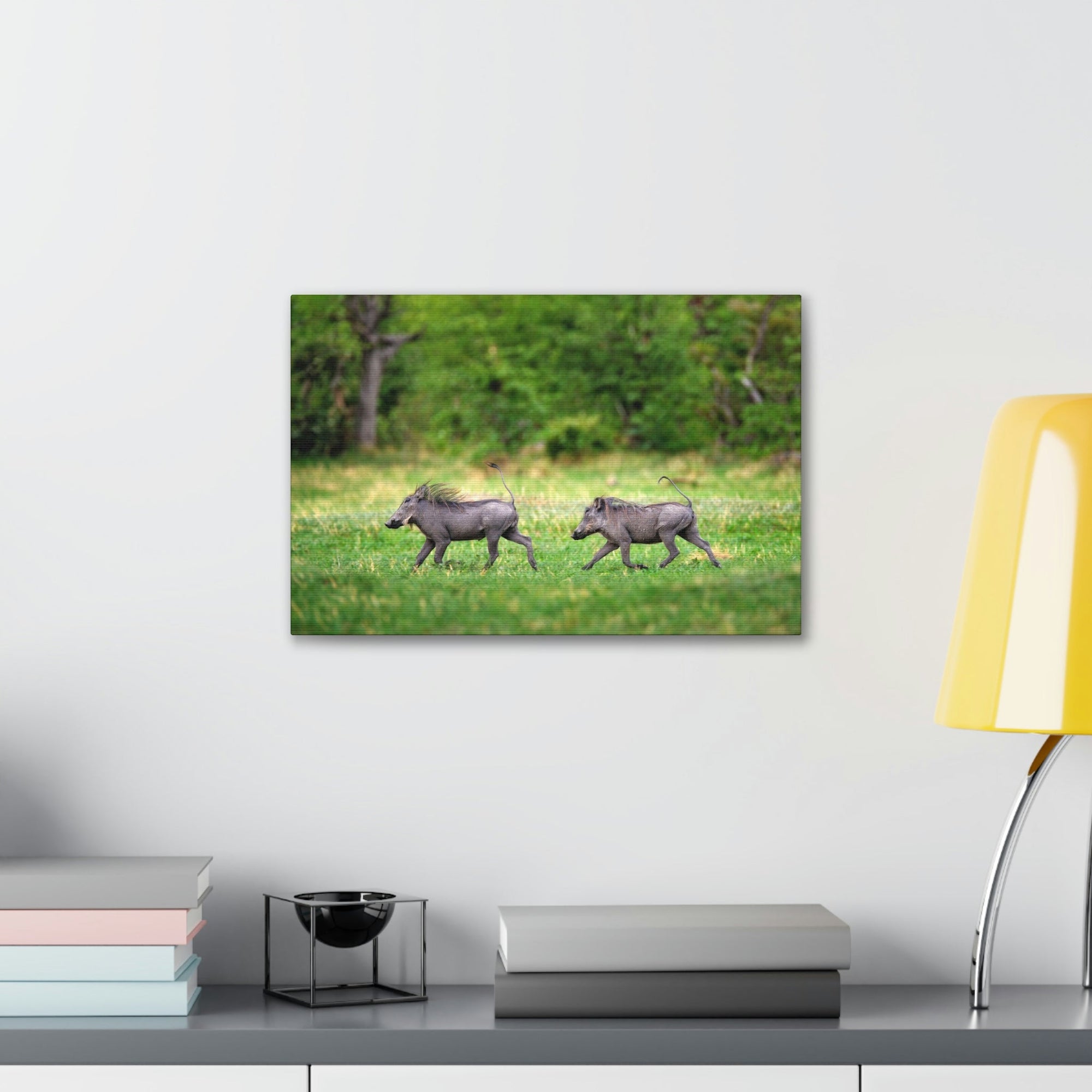 Funny Warthog Silly Warthog Scene Couple Wall Art Ready to Hang Unframed-Express Your Love Gifts