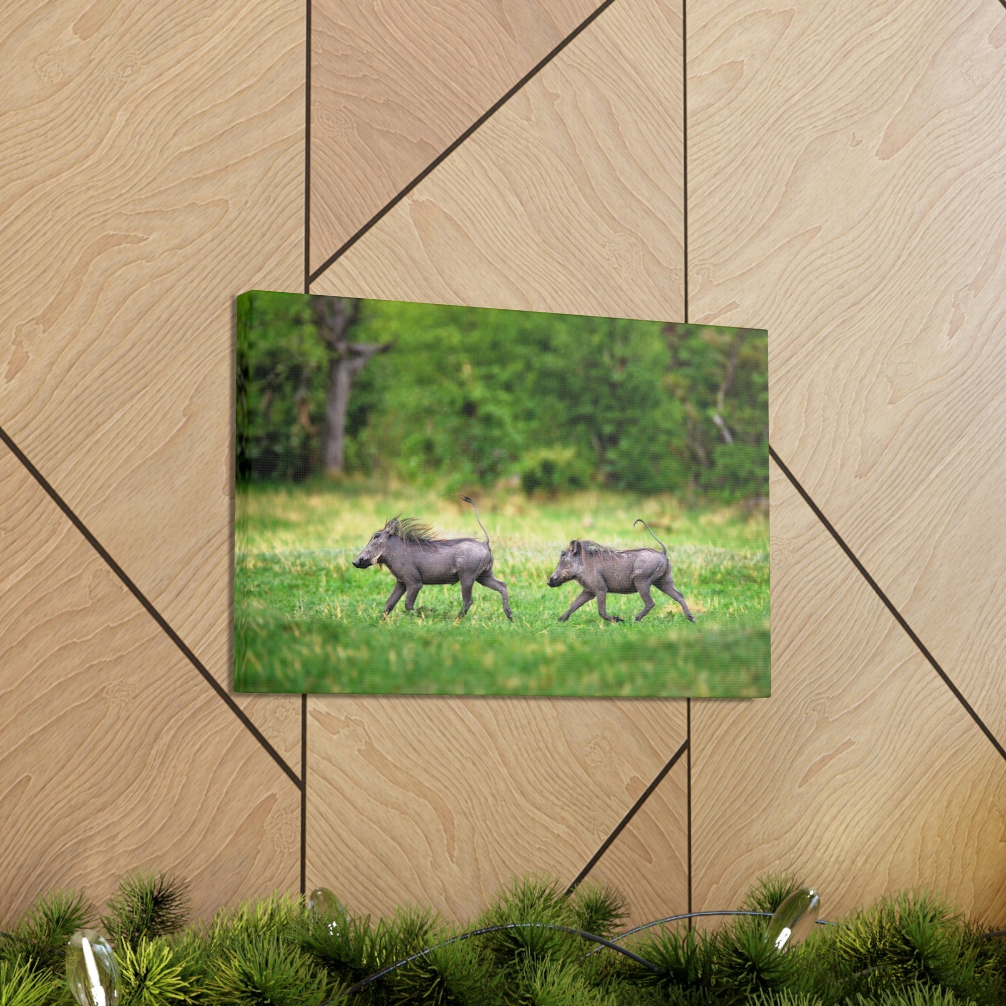 Funny Warthog Silly Warthog Scene Couple Wall Art Ready to Hang Unframed-Express Your Love Gifts