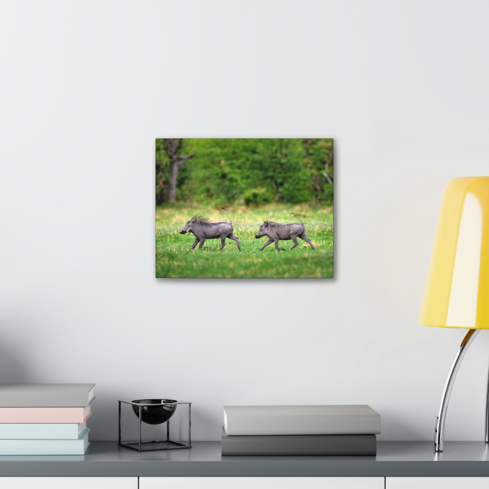 Funny Warthog Silly Warthog Scene Couple Wall Art Ready to Hang Unframed-Express Your Love Gifts