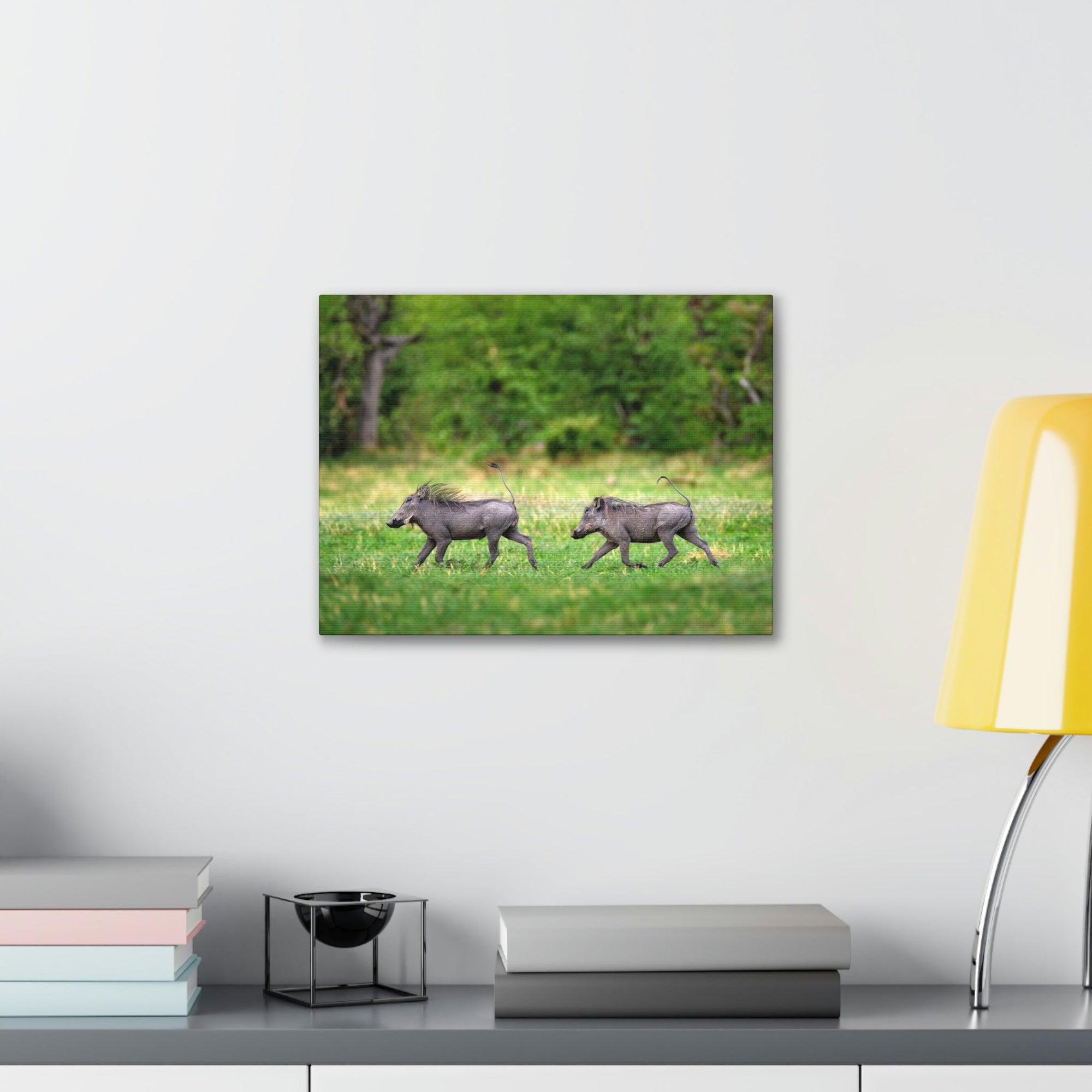 Funny Warthog Silly Warthog Scene Couple Wall Art Ready to Hang Unframed-Express Your Love Gifts