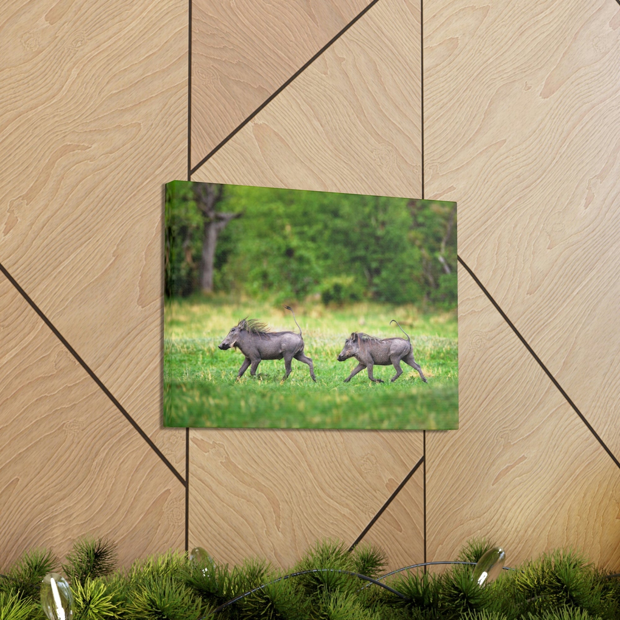 Funny Warthog Silly Warthog Scene Couple Wall Art Ready to Hang Unframed-Express Your Love Gifts