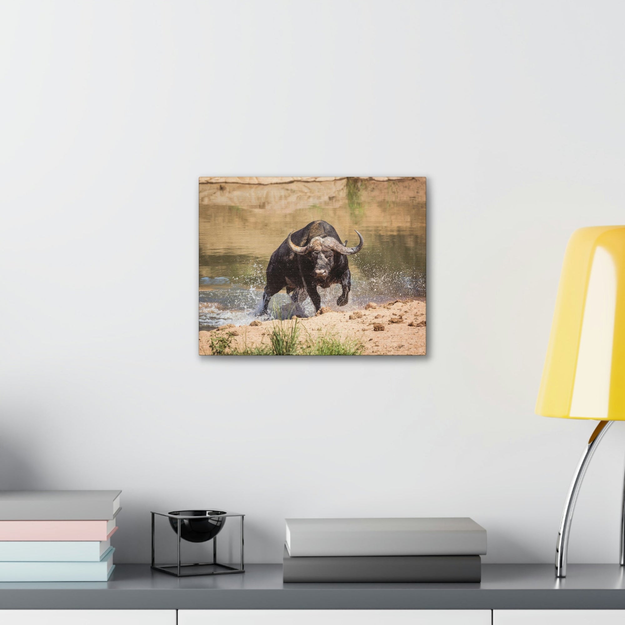 Funny Water Buffalo Silly Water Buffalo Scene Outside Wall Art Ready to Hang Unframed-Express Your Love Gifts