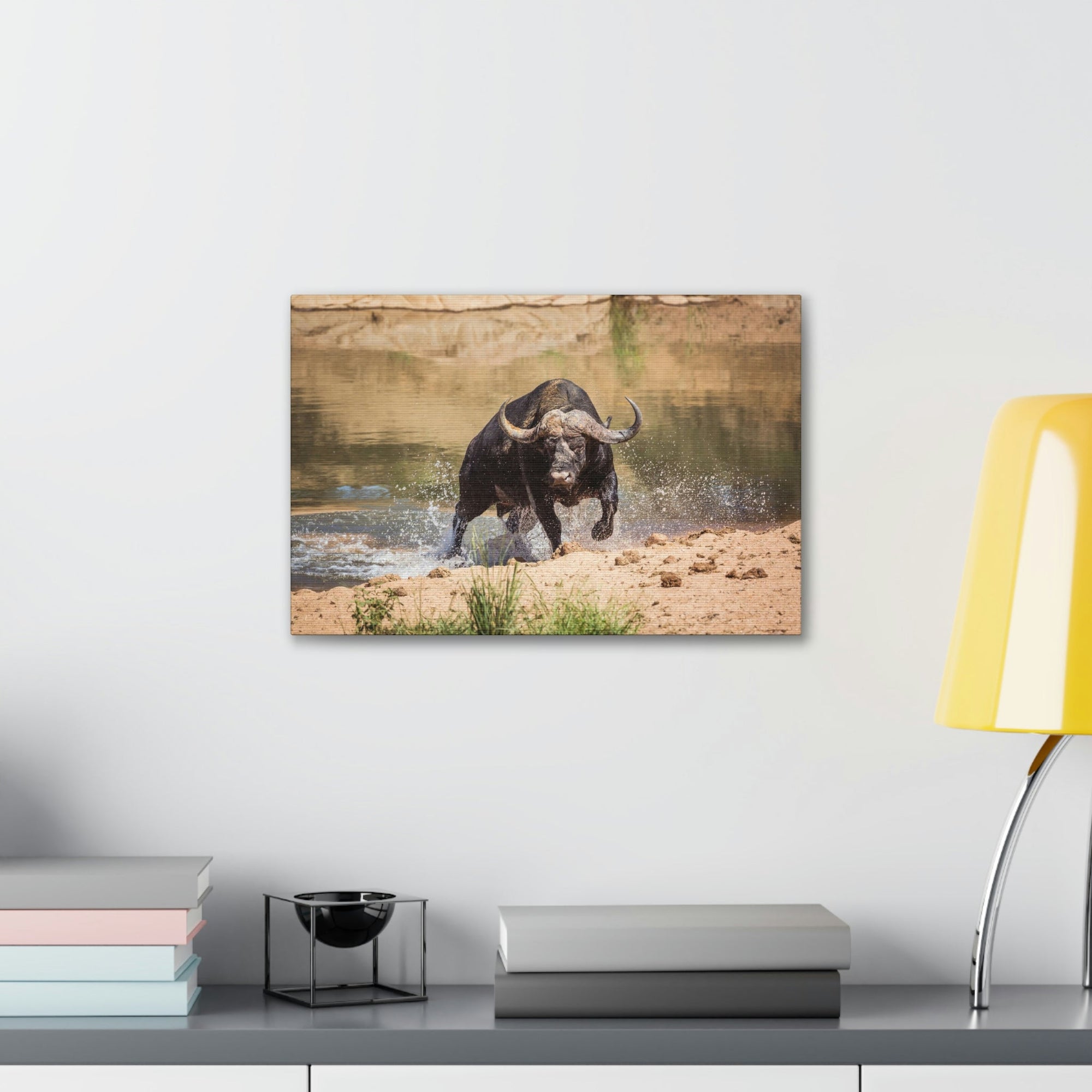 Funny Water Buffalo Silly Water Buffalo Scene Outside Wall Art Ready to Hang Unframed-Express Your Love Gifts