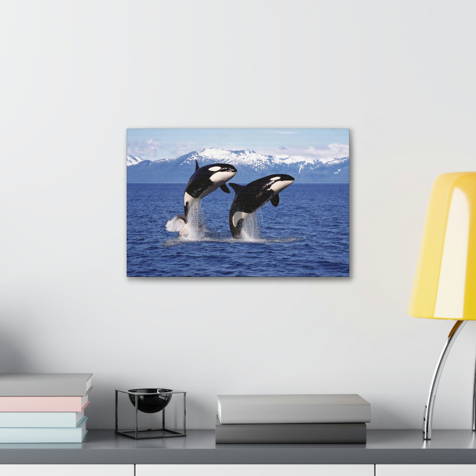 Funny Whale Silly Whale Scene Couple Wall Art Ready to Hang Unframed-Express Your Love Gifts