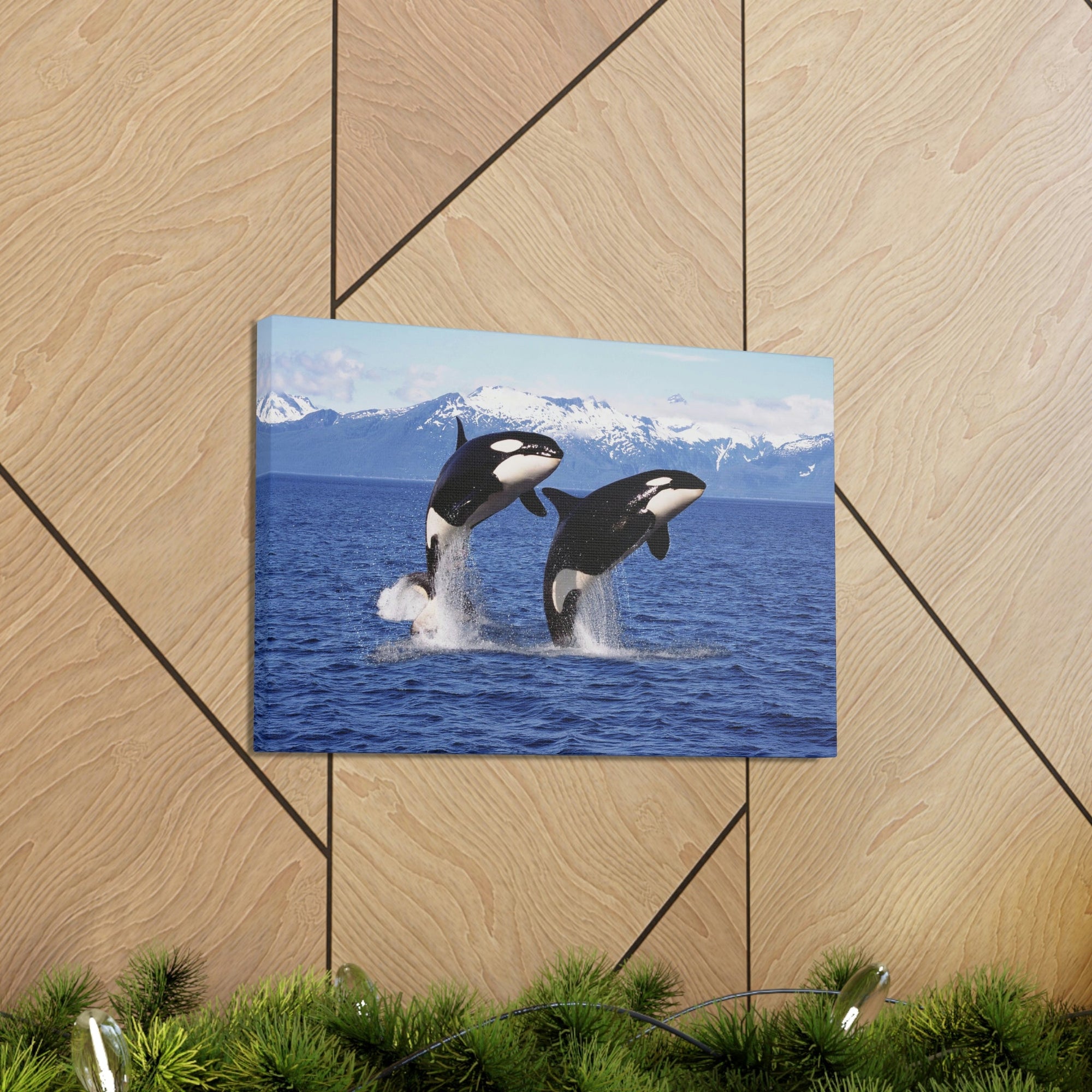 Funny Whale Silly Whale Scene Couple Wall Art Ready to Hang Unframed-Express Your Love Gifts