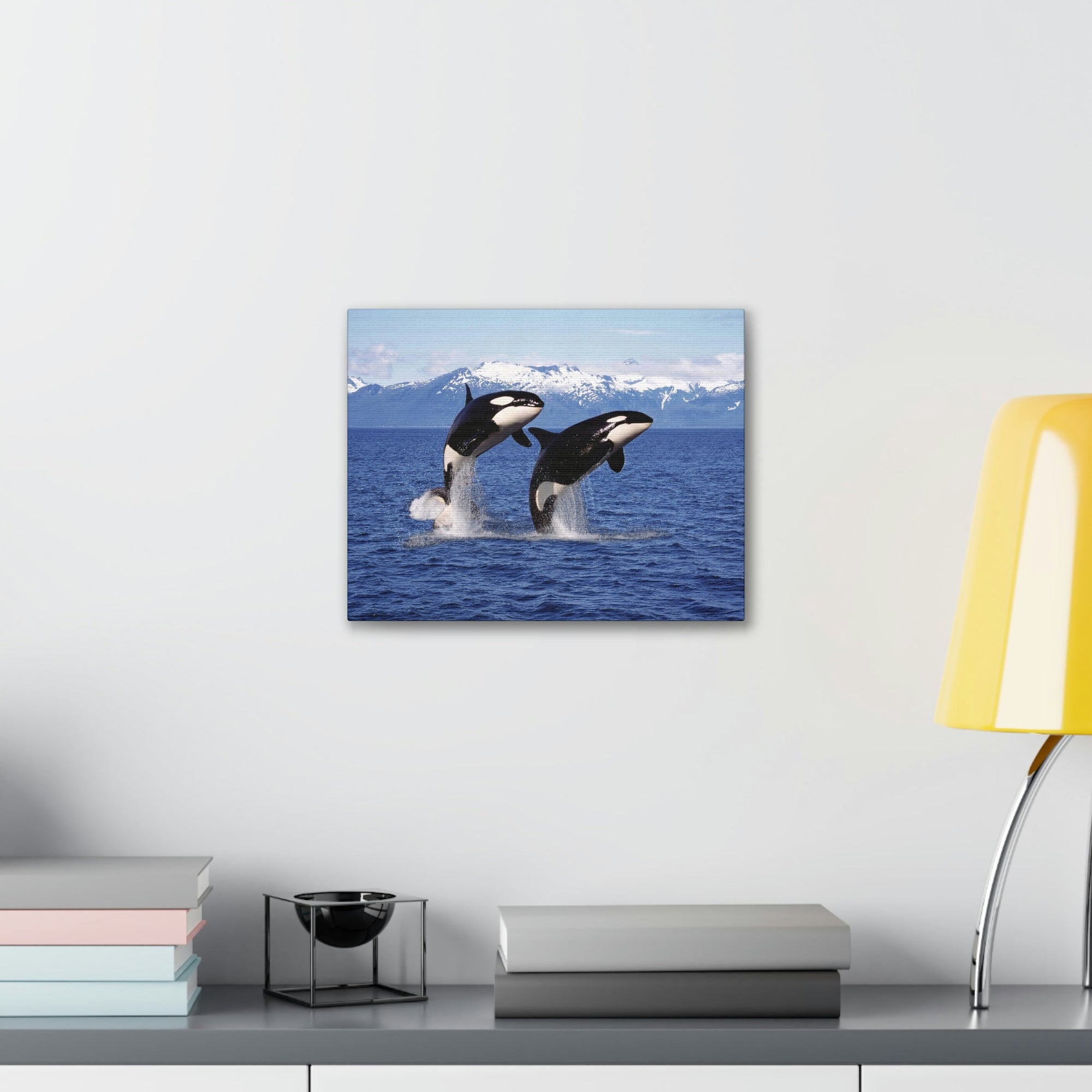 Funny Whale Silly Whale Scene Couple Wall Art Ready to Hang Unframed-Express Your Love Gifts