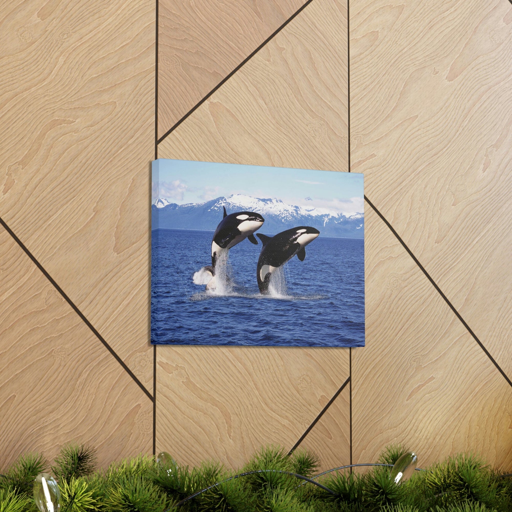 Funny Whale Silly Whale Scene Couple Wall Art Ready to Hang Unframed-Express Your Love Gifts