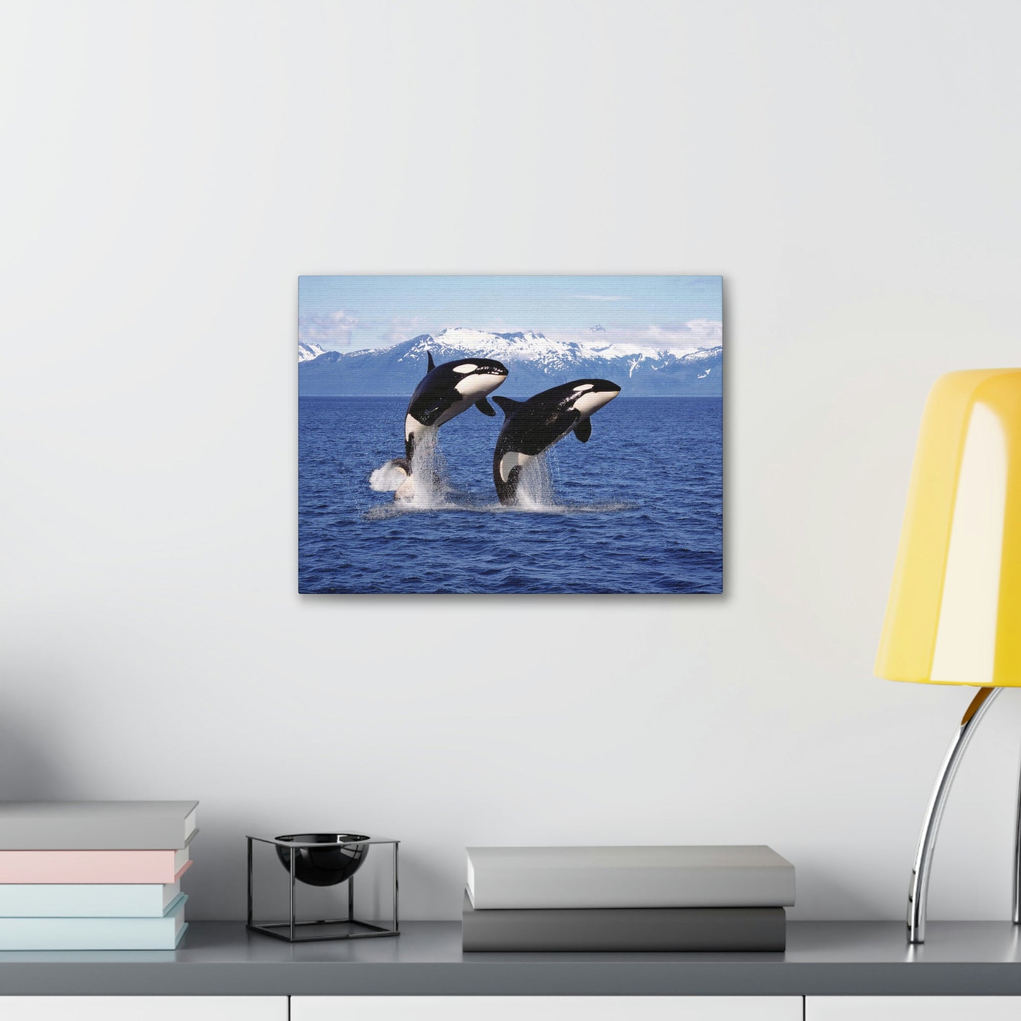 Funny Whale Silly Whale Scene Couple Wall Art Ready to Hang Unframed-Express Your Love Gifts