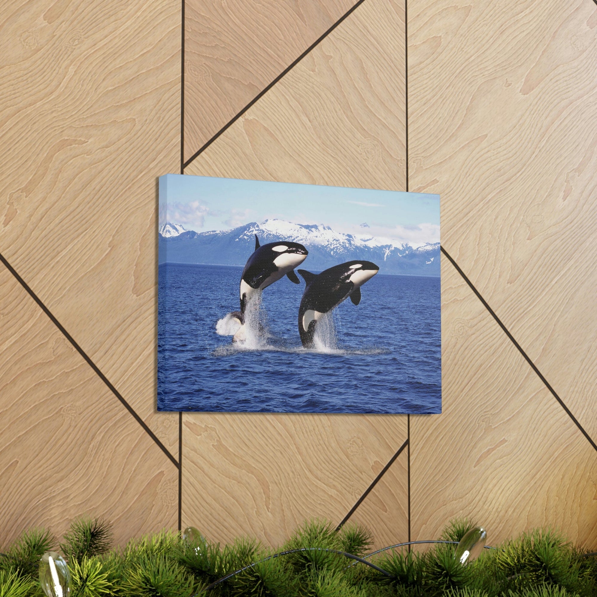 Funny Whale Silly Whale Scene Couple Wall Art Ready to Hang Unframed-Express Your Love Gifts