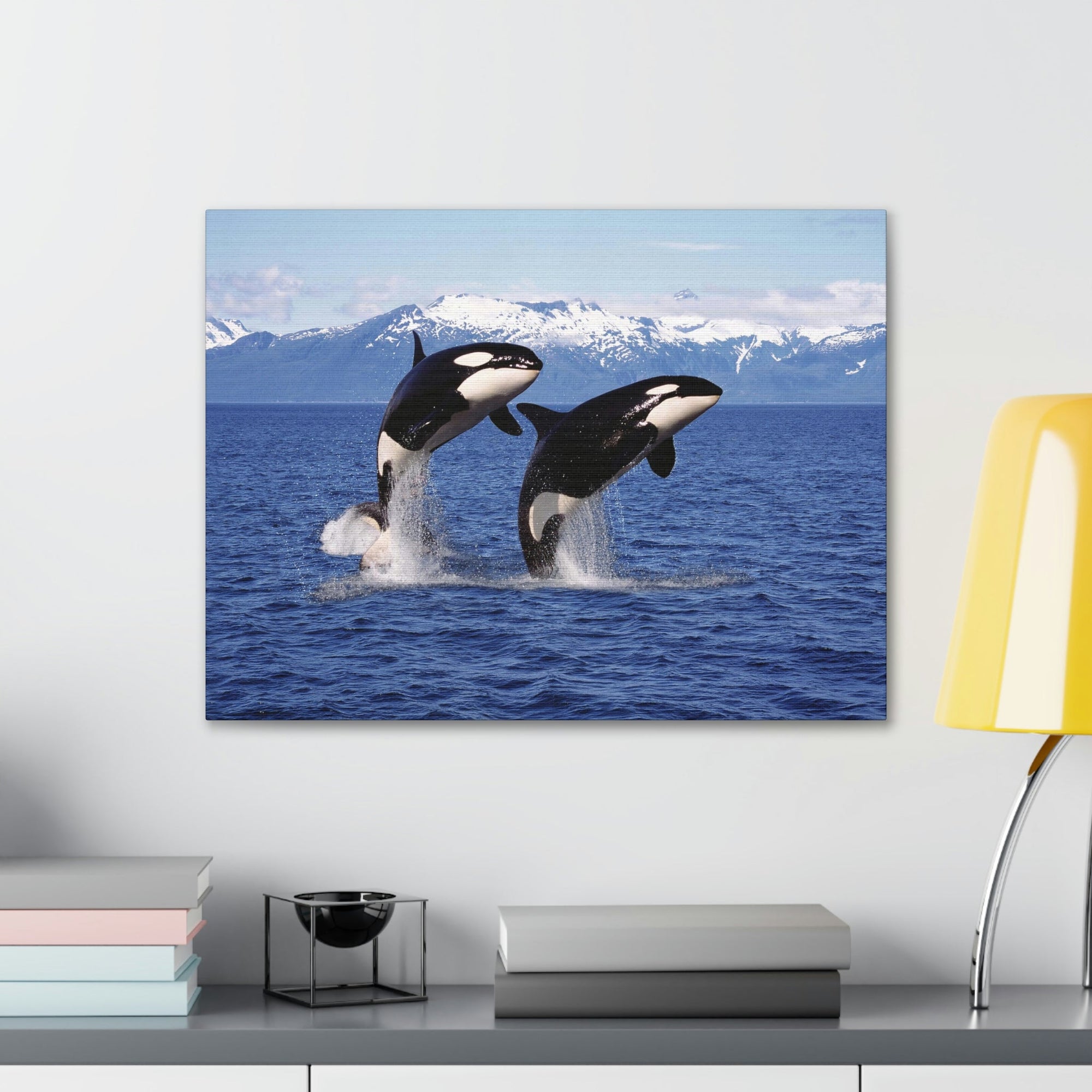 Funny Whale Silly Whale Scene Couple Wall Art Ready to Hang Unframed-Express Your Love Gifts