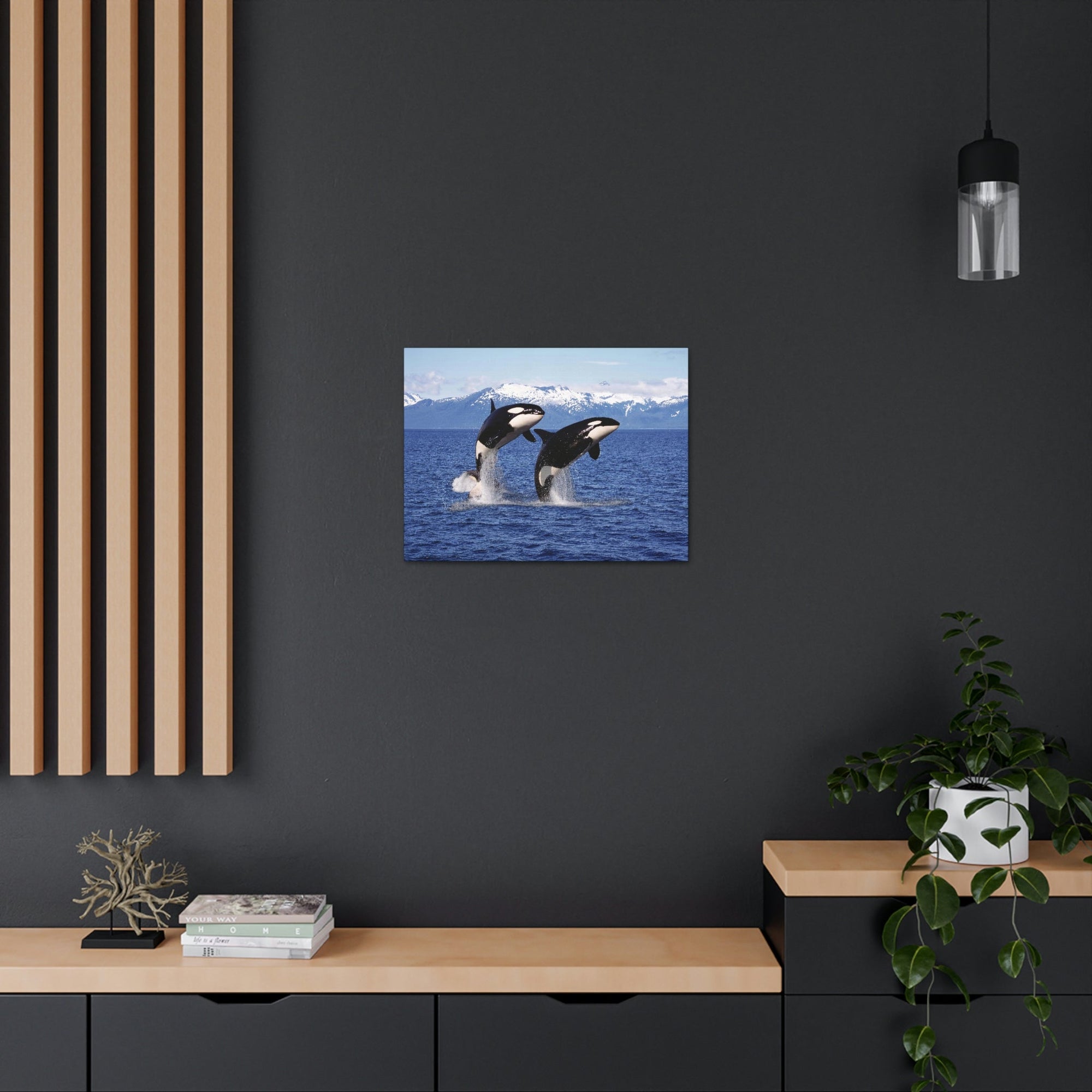 Funny Whale Silly Whale Scene Couple Wall Art Ready to Hang Unframed-Express Your Love Gifts