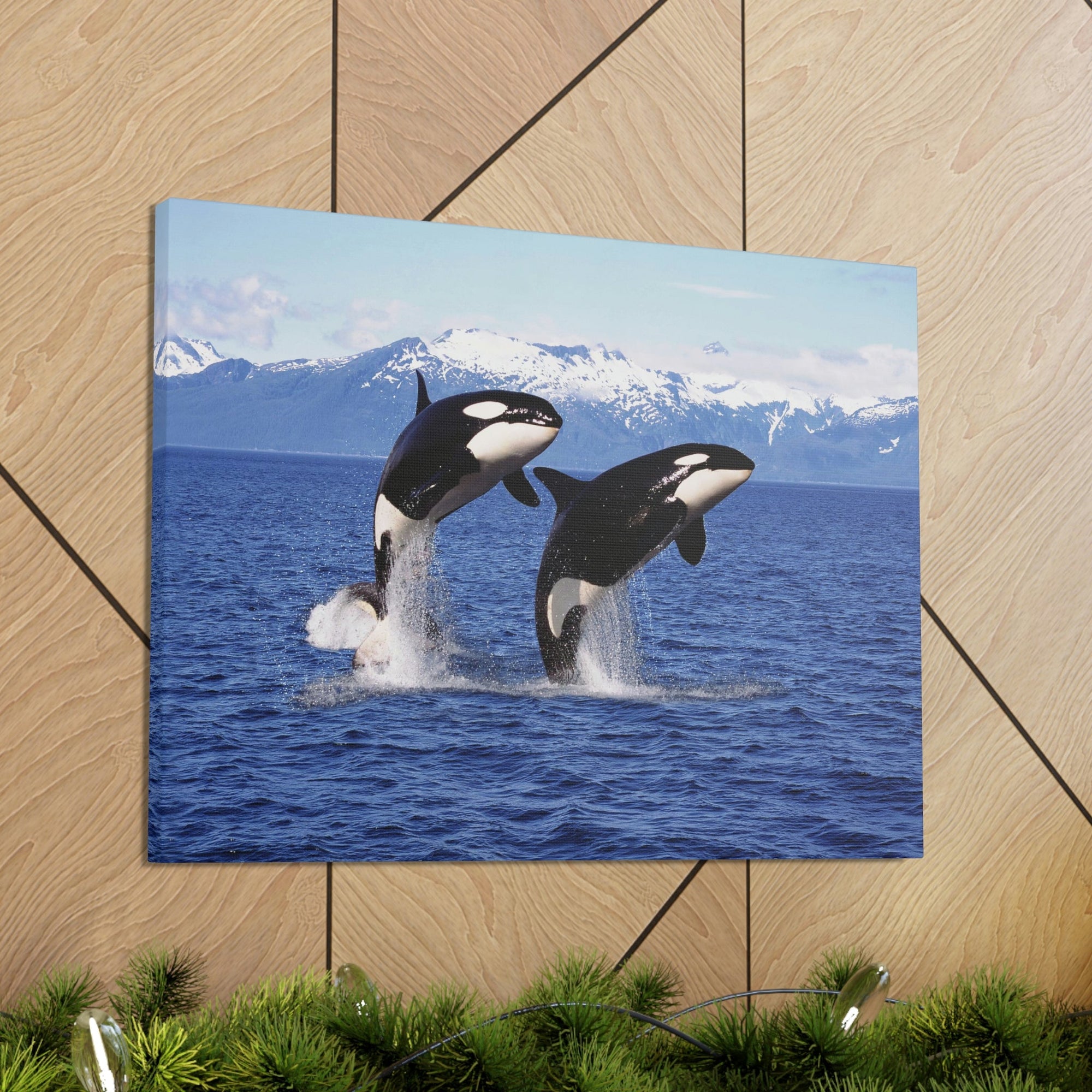 Funny Whale Silly Whale Scene Couple Wall Art Ready to Hang Unframed-Express Your Love Gifts