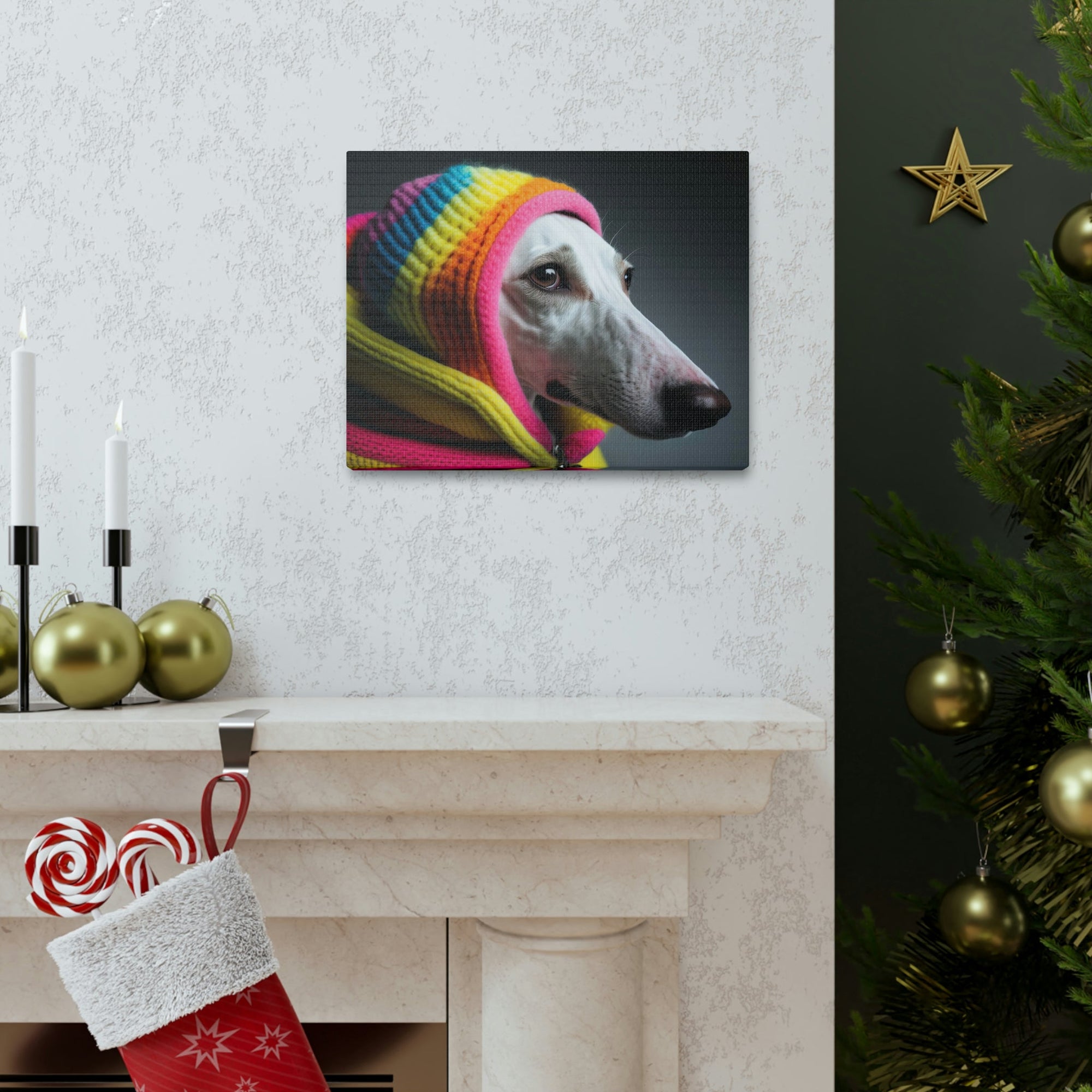 Funny Whippet Silly Whippet Scene Inside Wall Art Ready to Hang Unframed-Express Your Love Gifts