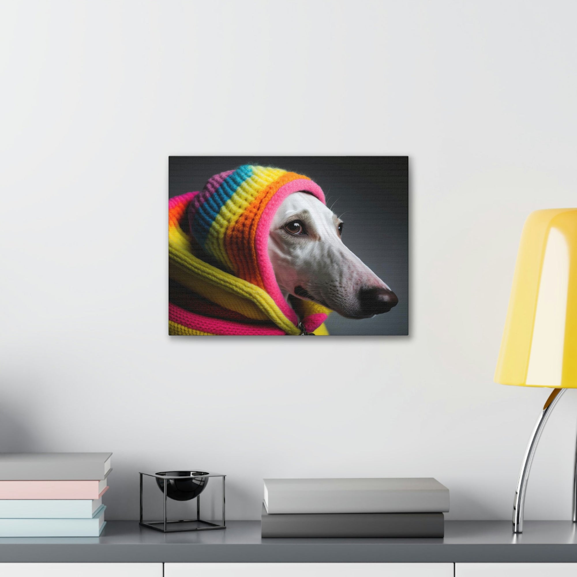 Funny Whippet Silly Whippet Scene Inside Wall Art Ready to Hang Unframed-Express Your Love Gifts