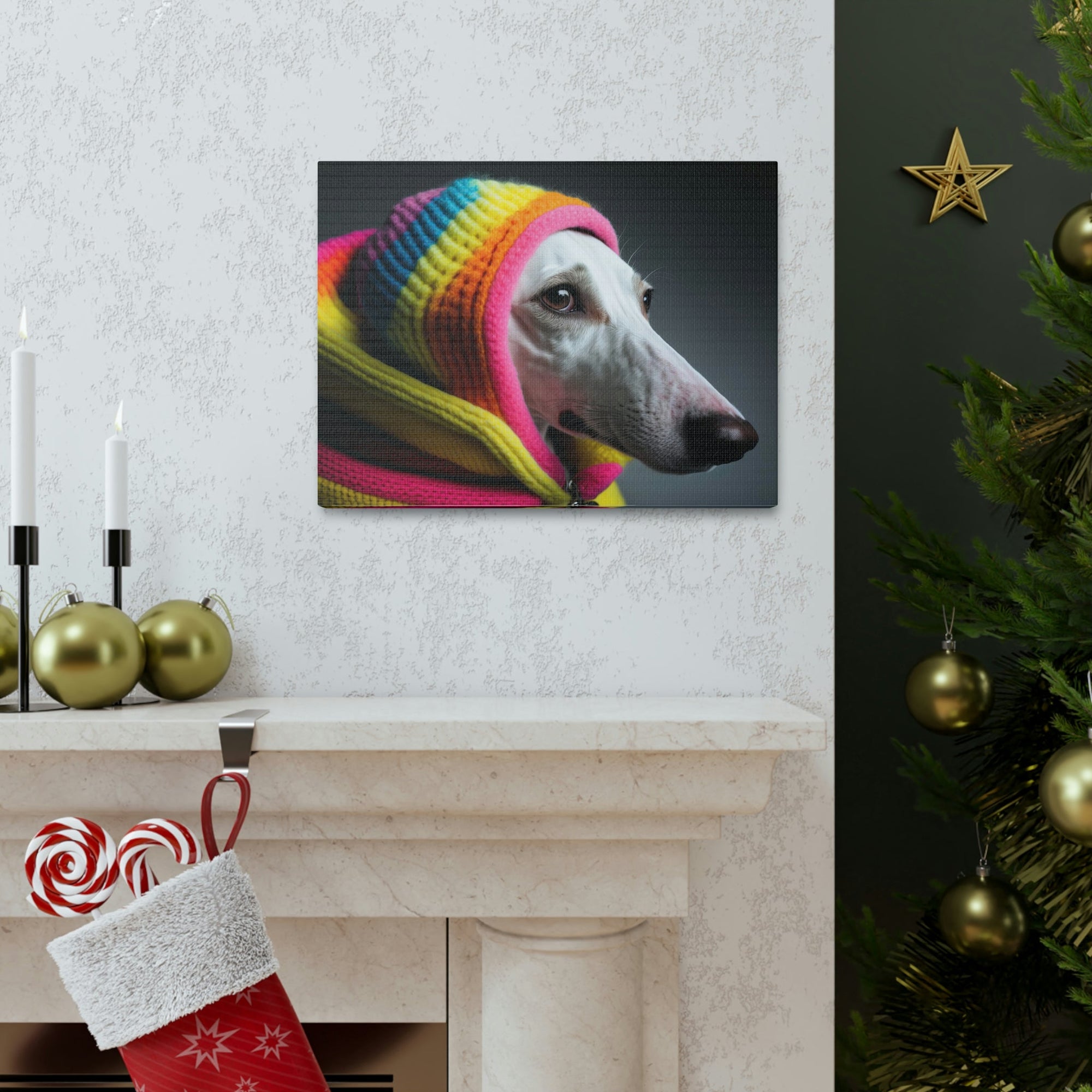 Funny Whippet Silly Whippet Scene Inside Wall Art Ready to Hang Unframed-Express Your Love Gifts