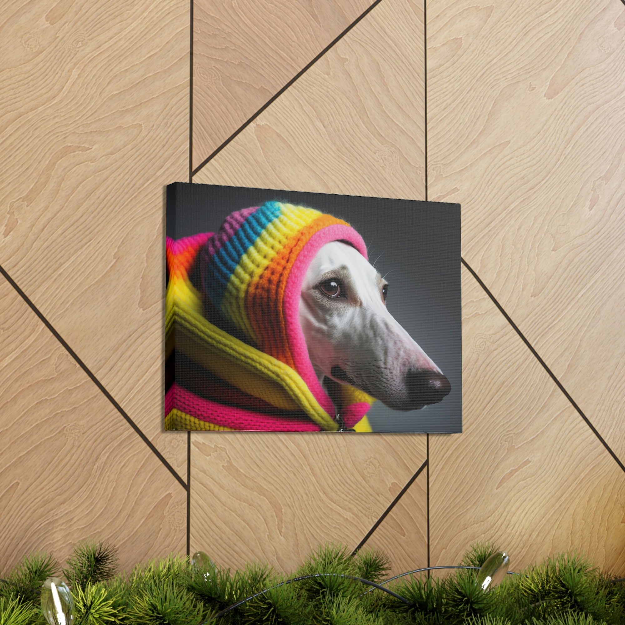 Funny Whippet Silly Whippet Scene Inside Wall Art Ready to Hang Unframed-Express Your Love Gifts