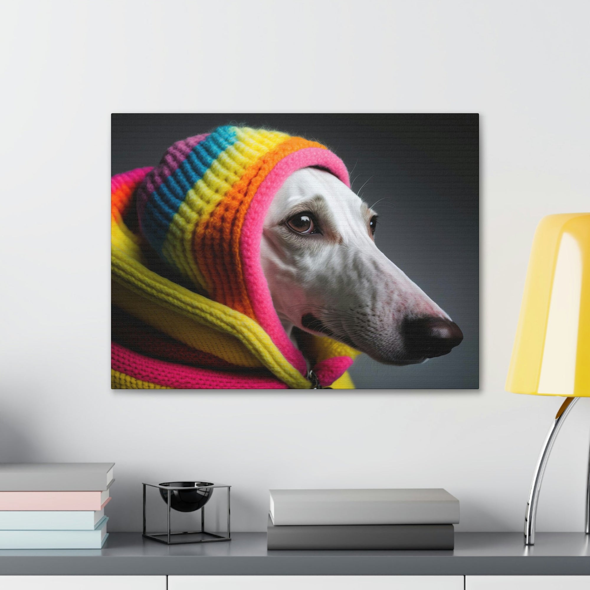 Funny Whippet Silly Whippet Scene Inside Wall Art Ready to Hang Unframed-Express Your Love Gifts