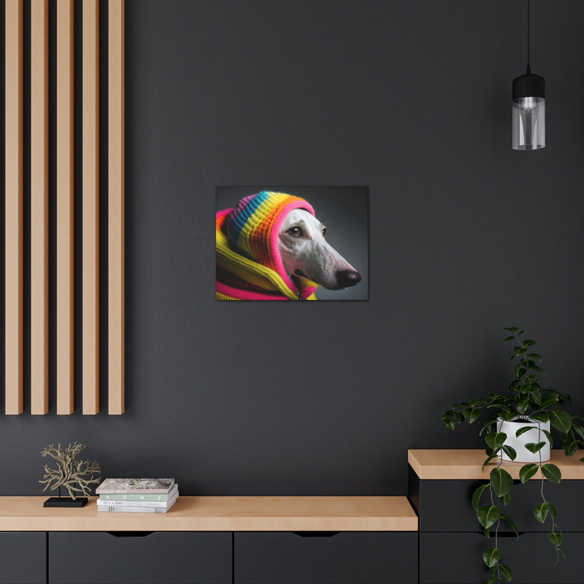 Funny Whippet Silly Whippet Scene Inside Wall Art Ready to Hang Unframed-Express Your Love Gifts