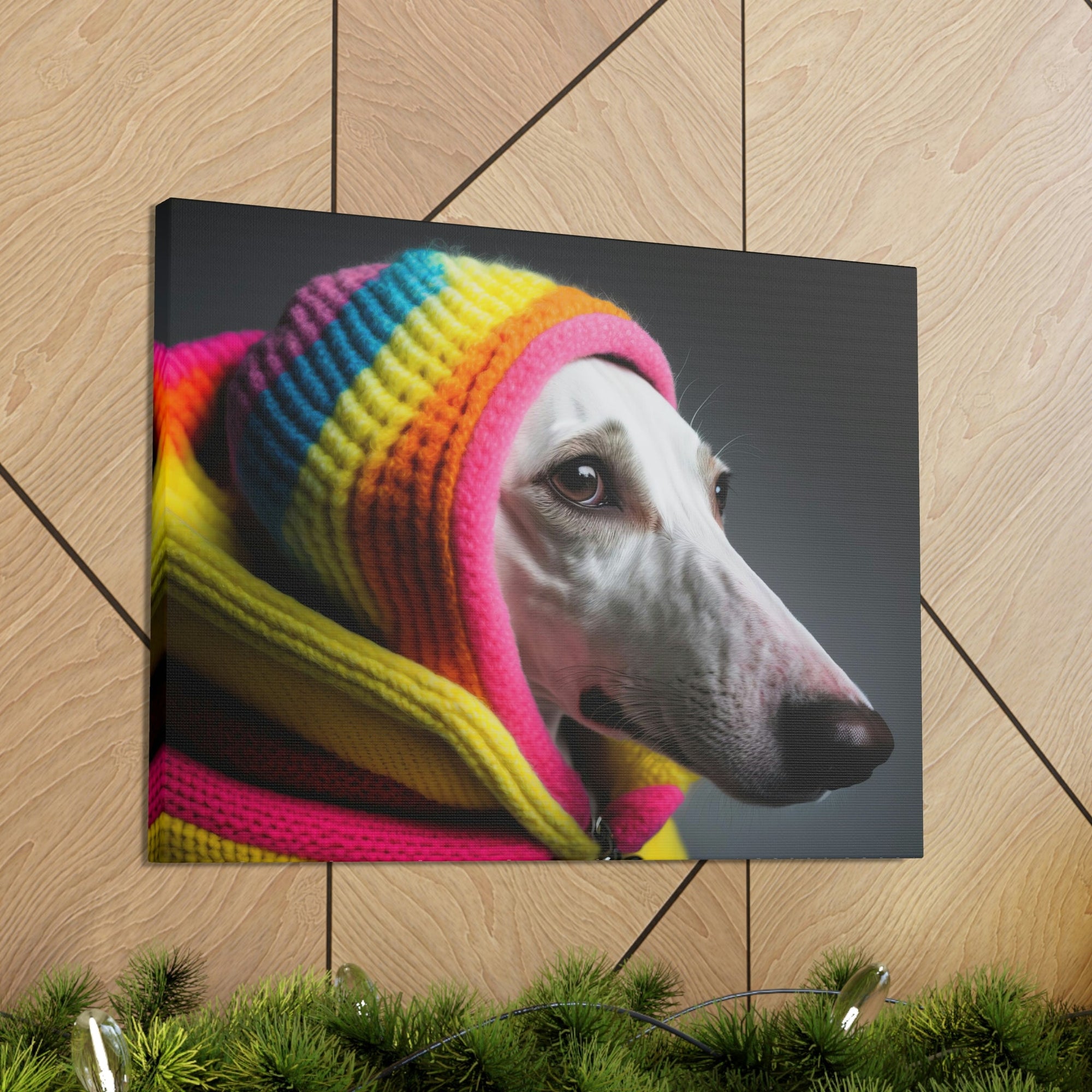 Funny Whippet Silly Whippet Scene Inside Wall Art Ready to Hang Unframed-Express Your Love Gifts