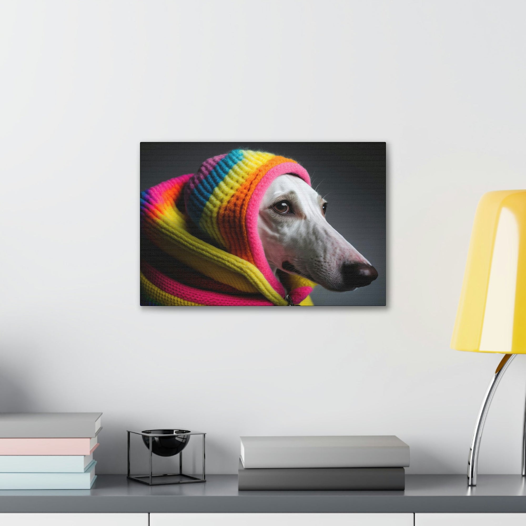 Funny Whippet Silly Whippet Scene Inside Wall Art Ready to Hang Unframed-Express Your Love Gifts